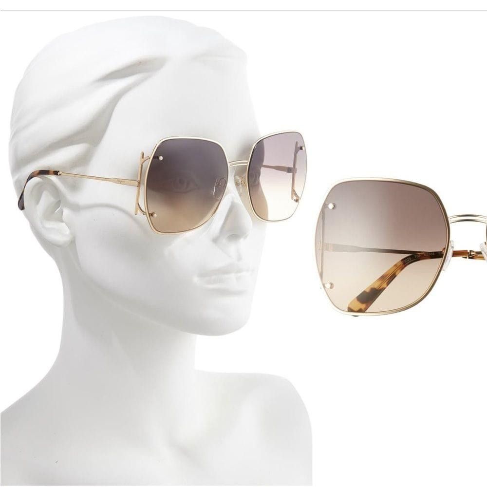 Salvatore Ferragamo Ferragamo Gancio 62mm Gradient Square Sunglasses Size ONE SIZE - 1 Thumbnail