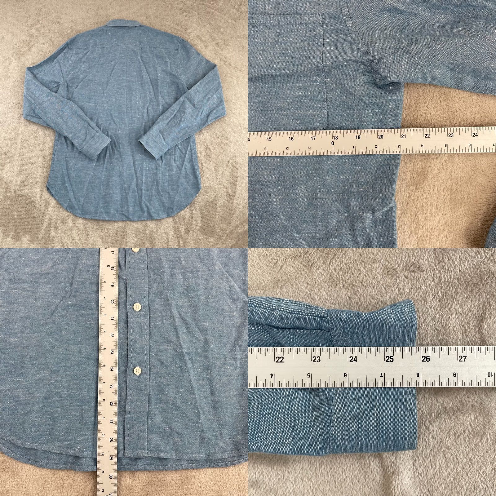 7 For All Mankind VINTAGE Seven For All Mankind Shirt Men Large Blue Linen Blend Long Sleeve Designer NWOT Size US L / EU 52-54 / 3 - 8 Thumbnail