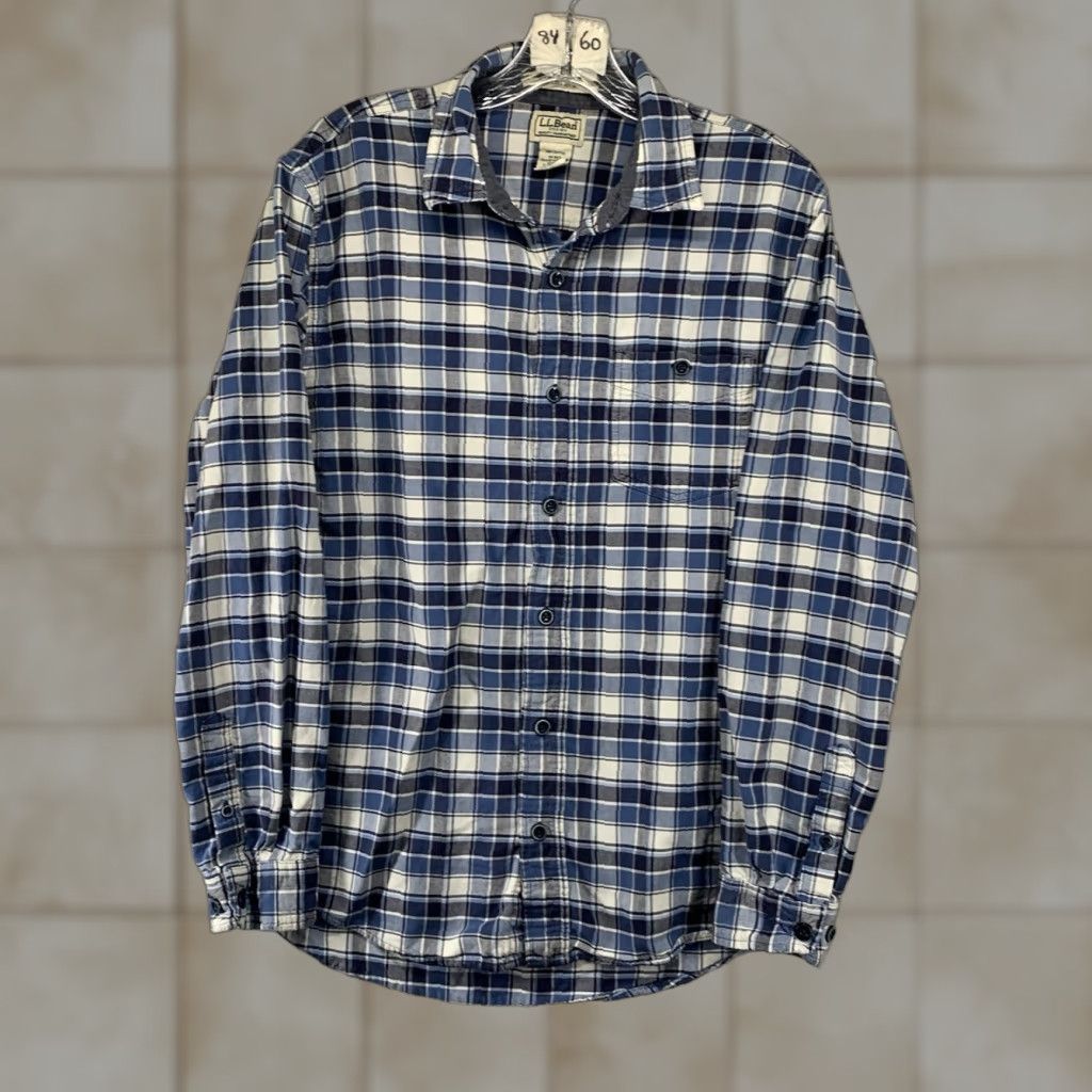 Vintage VINTAGE LL Bean Men's Shirt Medium Blue Plaid Button-Up Casual Winter Fall Slim Fit Size US M / EU 48-50 / 2 - 1 Thumbnail