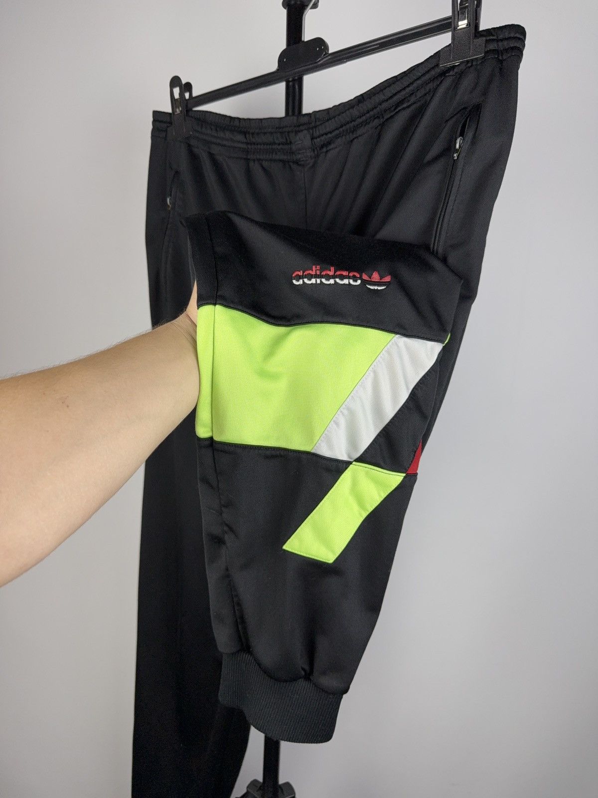 Adidas Vintage 90s Adidas Tracksuit Black Neon Trefoil Set Size US M / EU 48-50 / 2 - 16 Thumbnail
