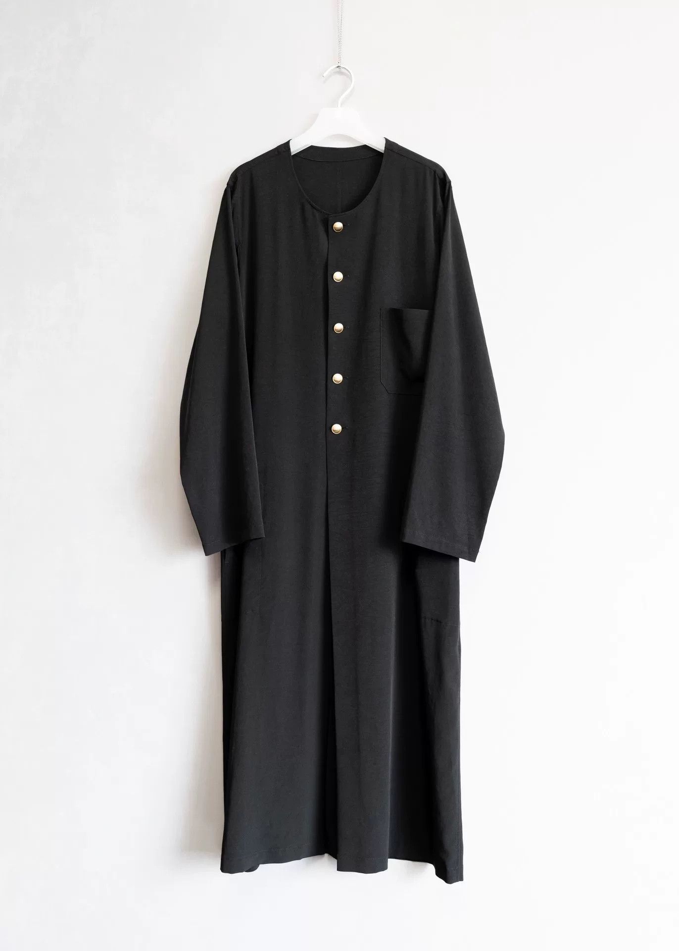 Yohji Yamamoto yohji yamamoto collarless black long robe Size S / US 4 / IT 40 - 1 Thumbnail