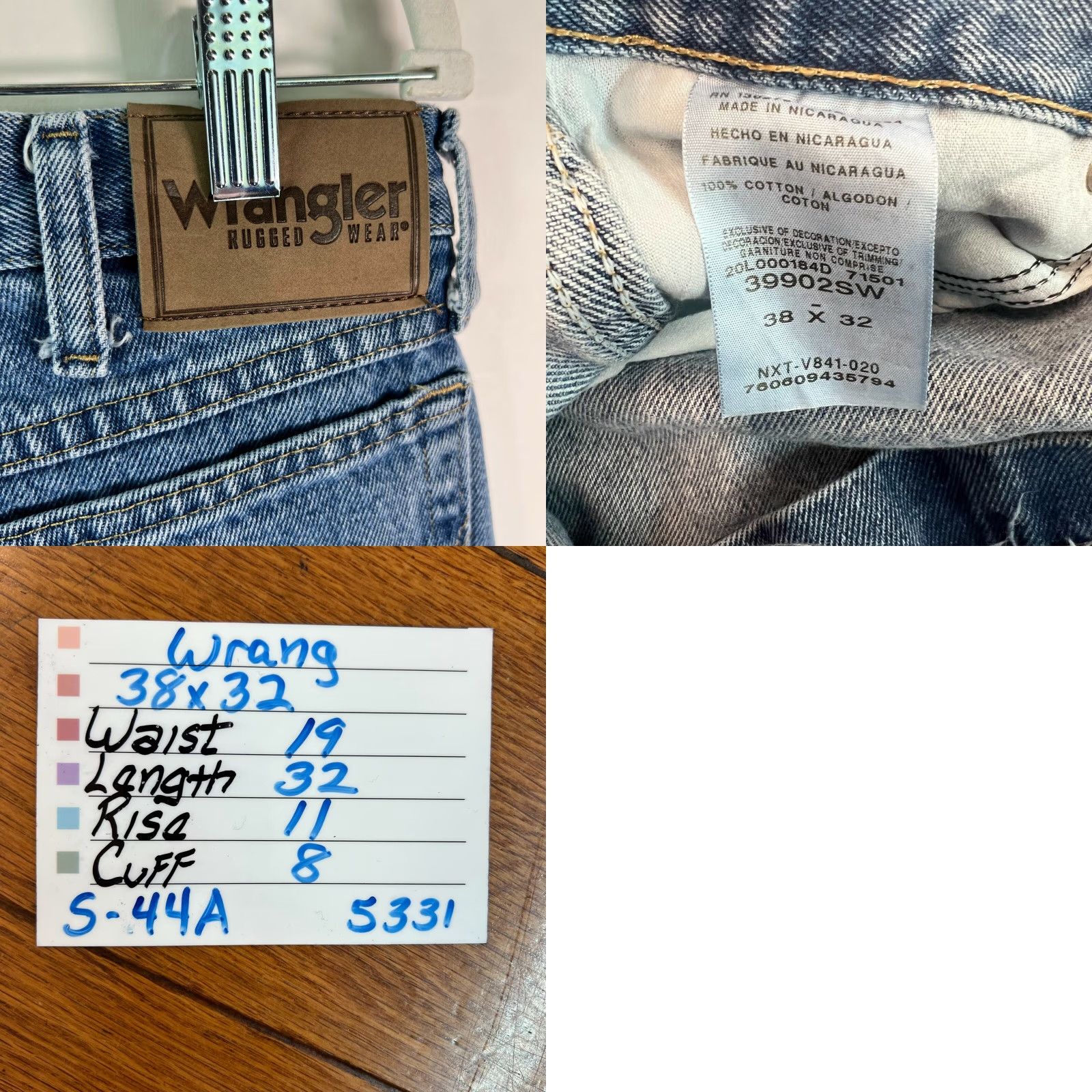 Wrangler Wrangler Rugged Wear Jeans Mens 38 Regular Blue Denim 38X32 Straight 5-Pocket Belt Loops Zipper Button Machine Washable Casual Classic Size US 38 / EU 54 - 8 Thumbnail