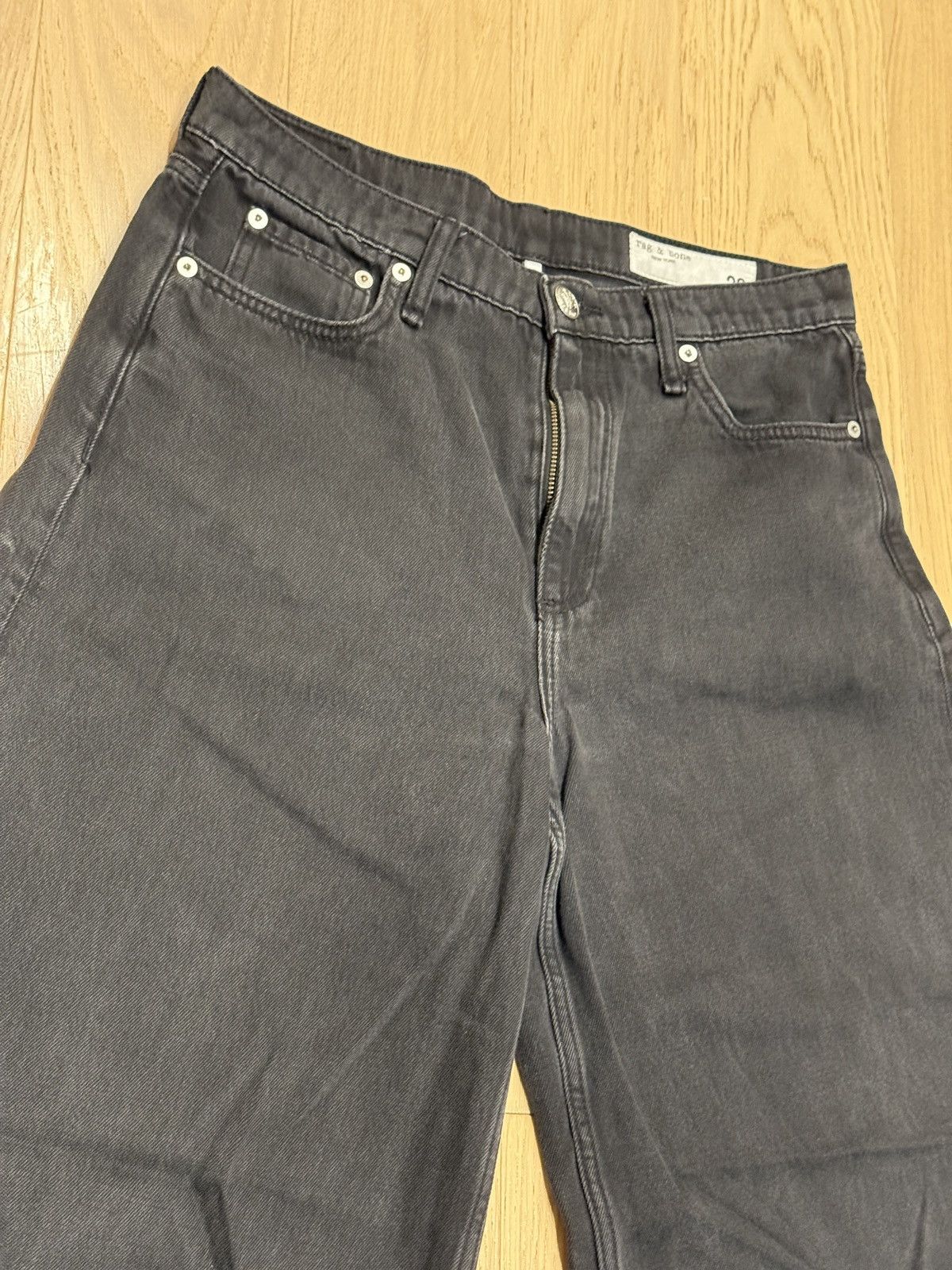 Rag & Bone Rag + Bone Sophie Ultra Wide Jeans in Black Size US 31 - 2 Thumbnail