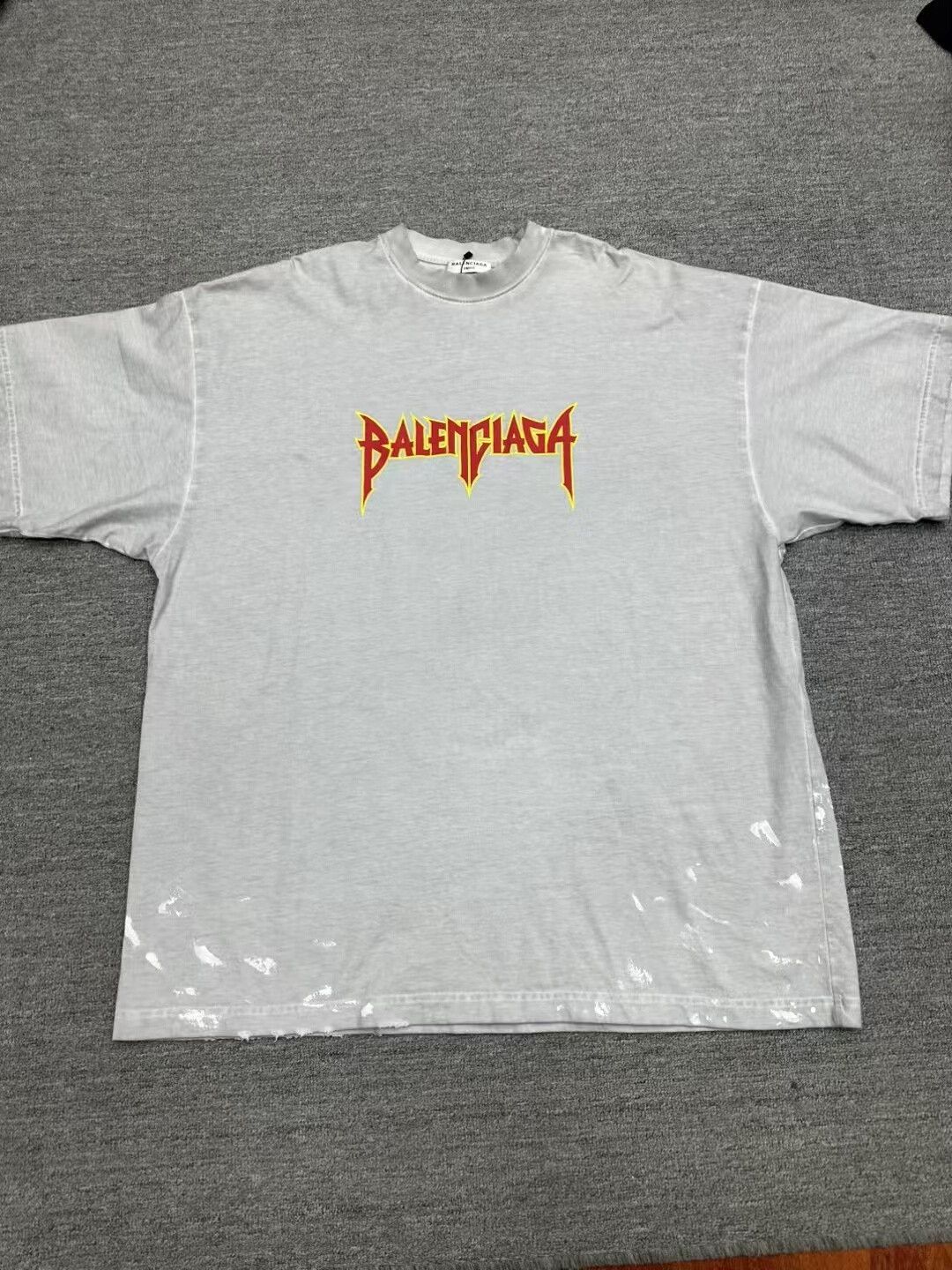 Balenciaga Splatter Paint Distressed Letter Tee