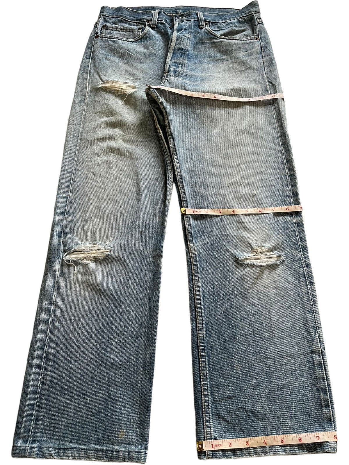 Levi's × Levi's Vintage Clothing Vintage 80s Levis 501 Blue Wash Distressed Loose Jeans Size US 31 - 13 Thumbnail