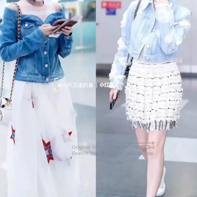 Chanel Chanel Cropped Blue Jacket with Floral Details . Size S / US 4 / IT 40 - 7 Thumbnail