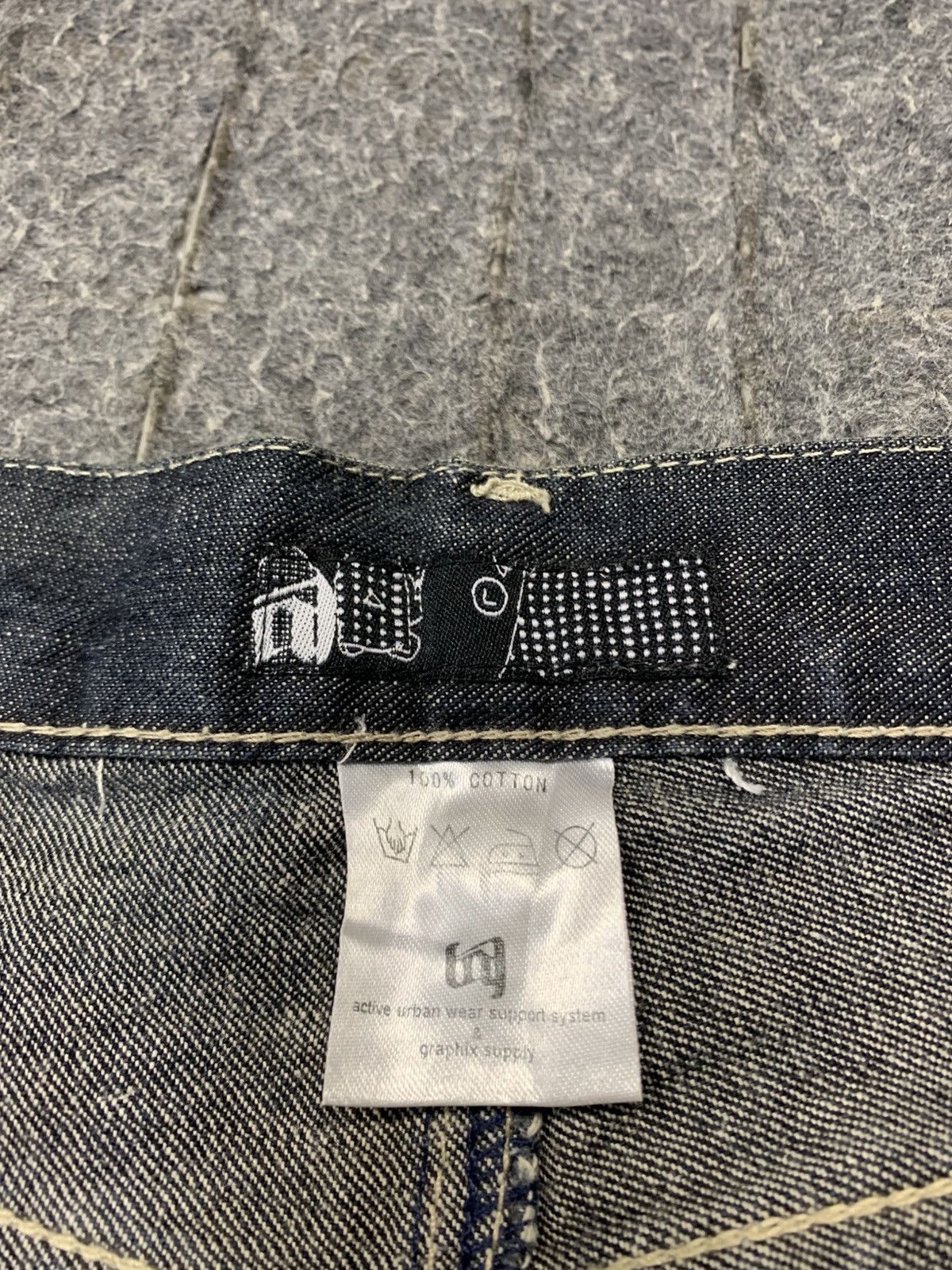 Japanese Brand Denim Bal Indigo Denim Jeans Baggy Style Back Printed Size US 35 - 7 Thumbnail