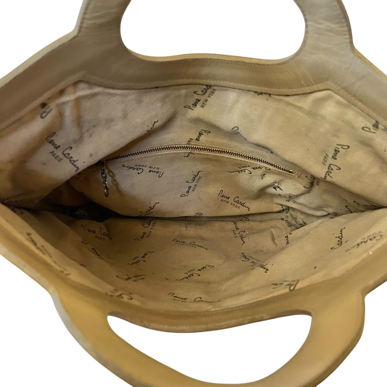 Pierre Cardin × Vintage Pierre Cardin Vintage Jacquard Beige Leather Foldover Tote Size ONE SIZE - 4 Thumbnail
