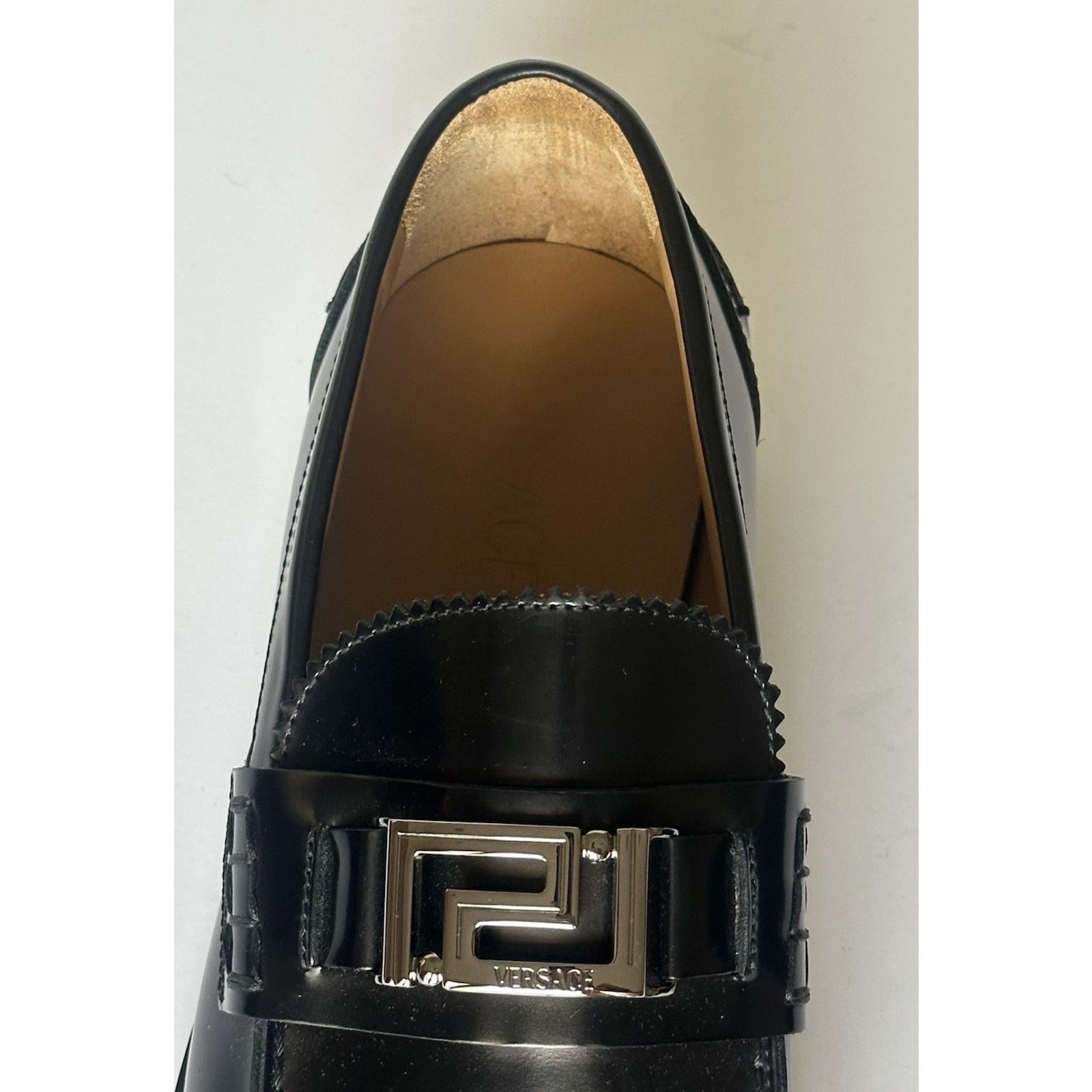 Versace VERSACE Greca Men's Black Leather Loafer Shoes 8 US 1012864 Size US 8 / EU 41 - 6 Thumbnail