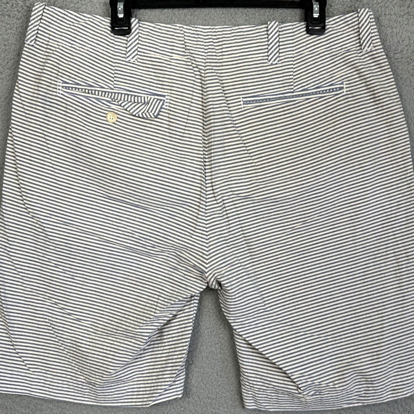 Vintage B. Draddy Shorts Blue White Striped Flat Front 38 Regular Cotton Spandex Beach Summer Casual Mens Size US 38 / EU 54 - 2 Thumbnail