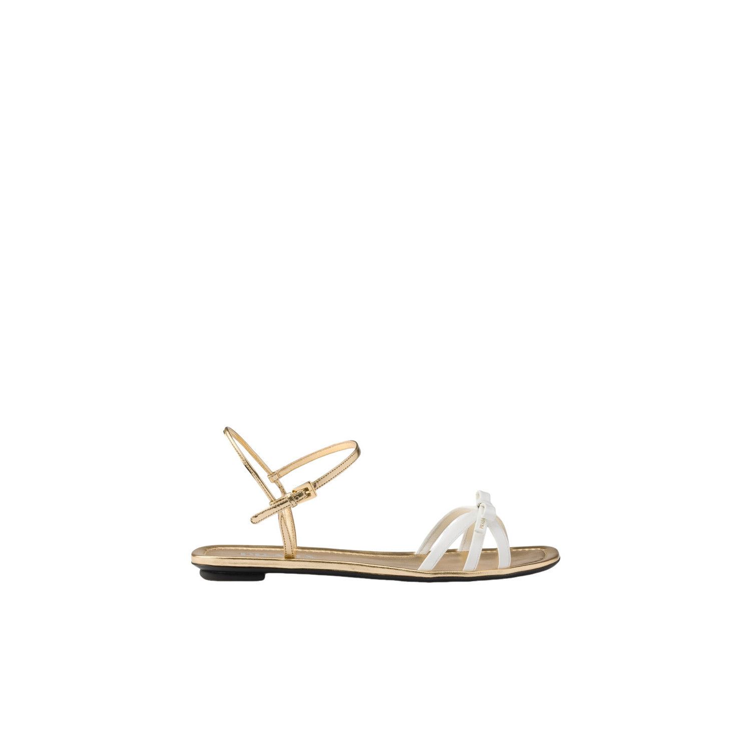 Prada PRADA $1100 White Flat metallic leather sandals New & Authen Size US 7.5 / IT 37.5 - 2 Thumbnail