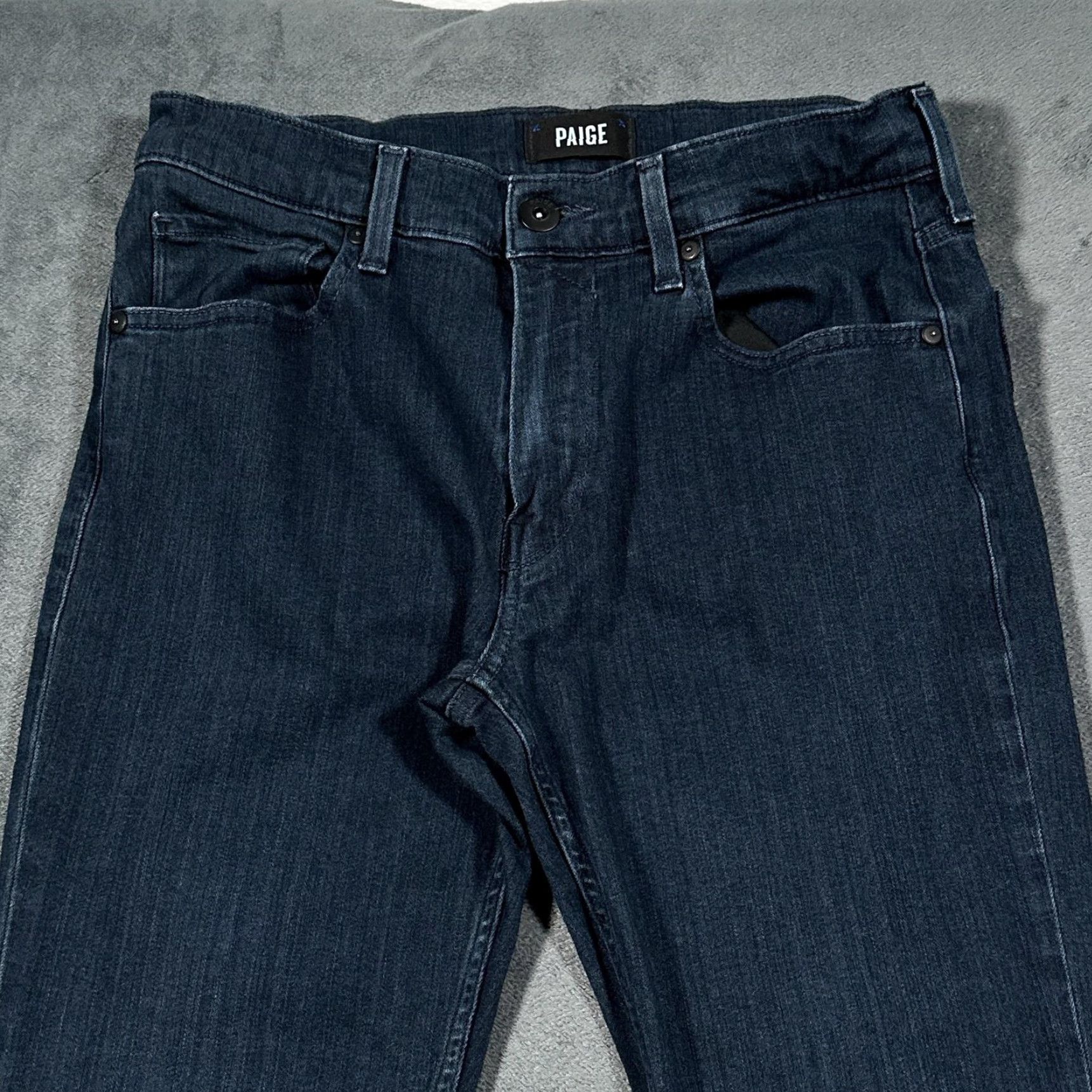 Paige Paige Federal Jeans Mens 31 Blue Slim Straight Leg Stretch Denim Dark Wash Pants Size US 31 - 2 Thumbnail