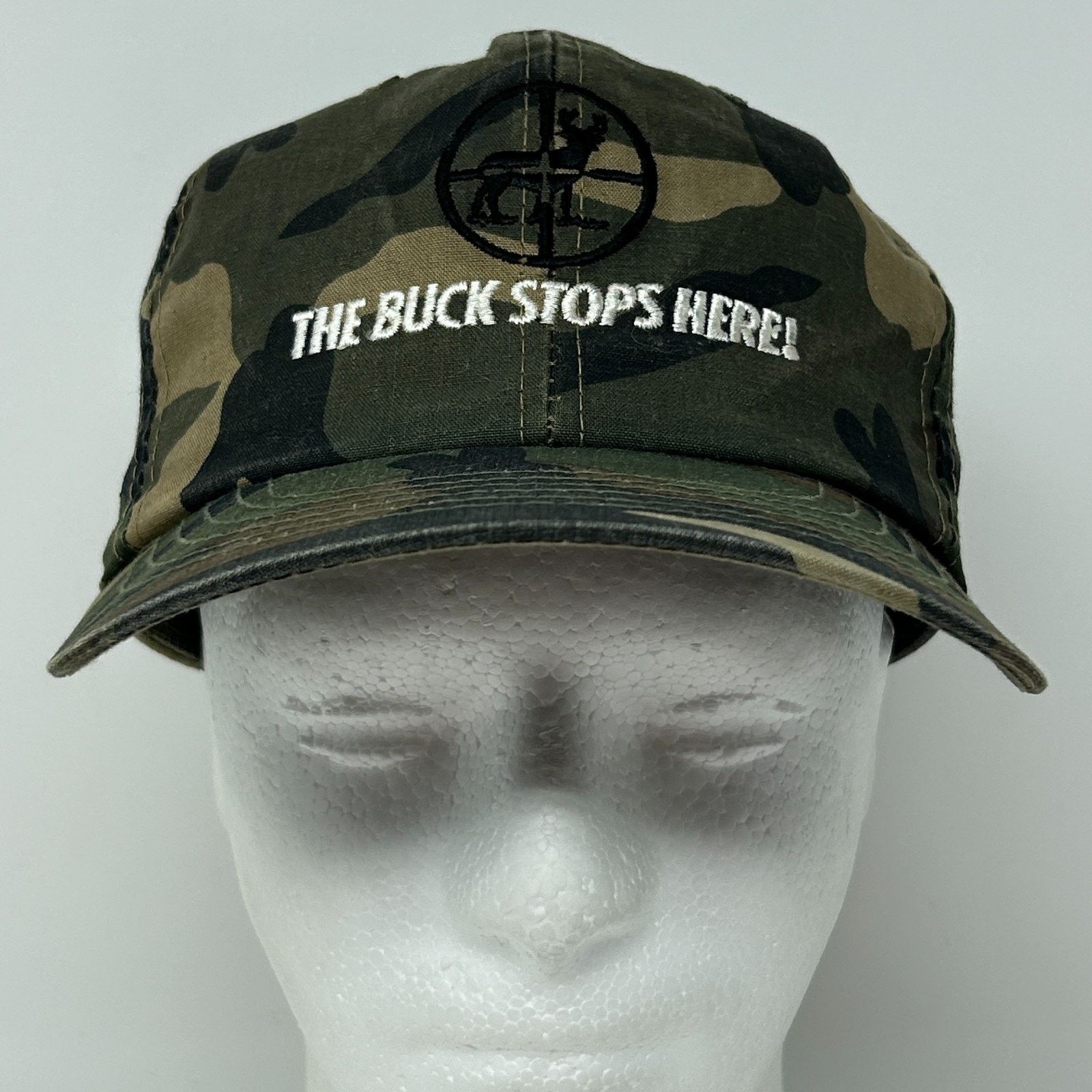 Vintage Vintage 90s Buck Stops Here Hat Baseball Cap Hunting Camo Size ONE SIZE - 2 Thumbnail