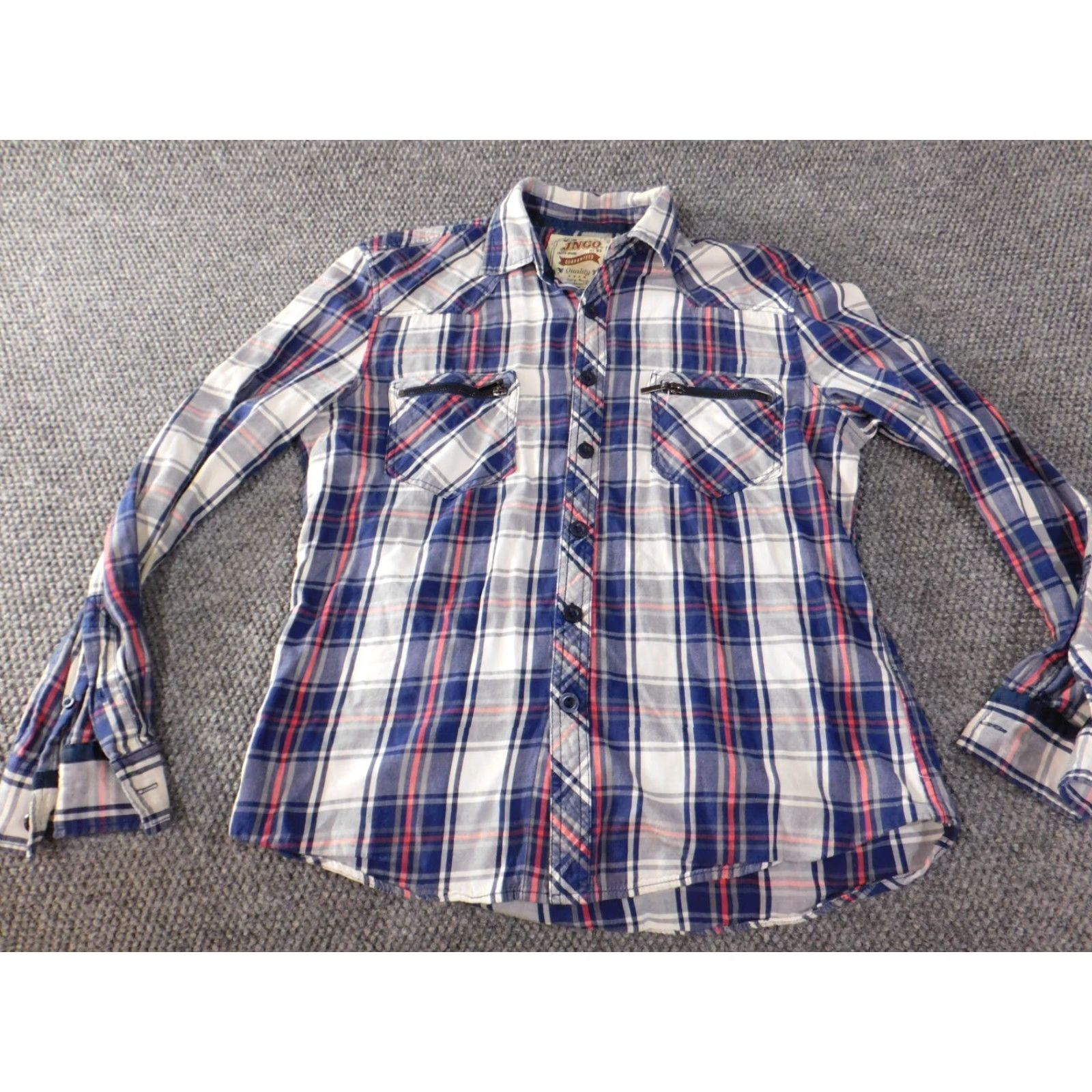 JNCO VINTAGE JNCO Shirt Mens M blue plaid long sleeve button-up collared 90s casual Size US M / EU 48-50 / 2 - 2 Thumbnail