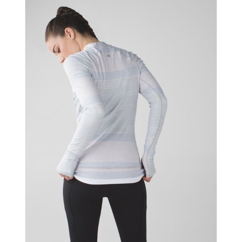 Lululemon Lululemon Think Fast Long SleeveOm Stripe Heathered Silver S Size M / US 6-8 / IT 42-44 - 9 Thumbnail