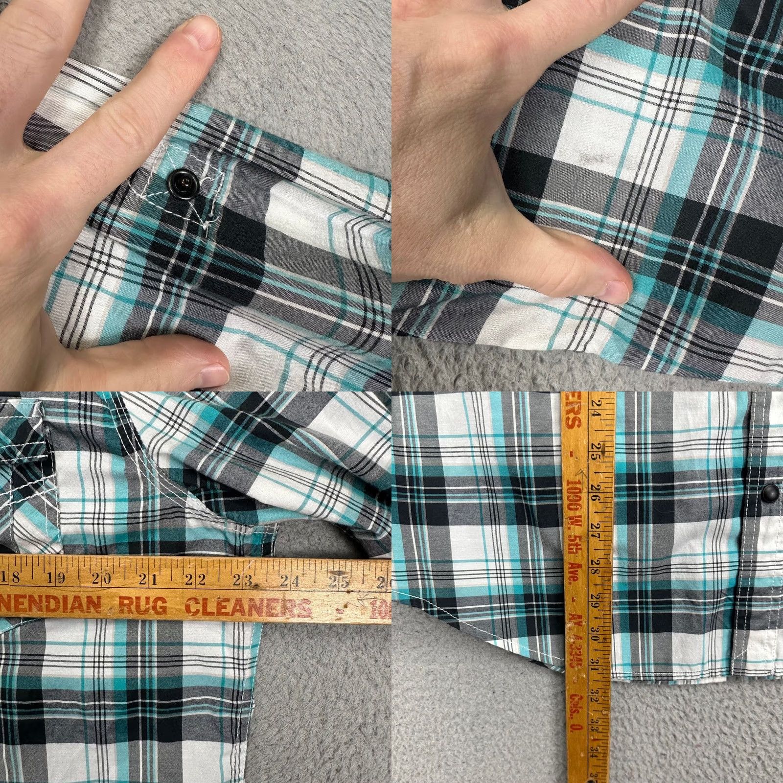 Vintage Helix Shirt Mens XL Blue White Plaid Athletic Fit Button Up Pocket Size US XL / EU 56 / 4 - 8 Thumbnail