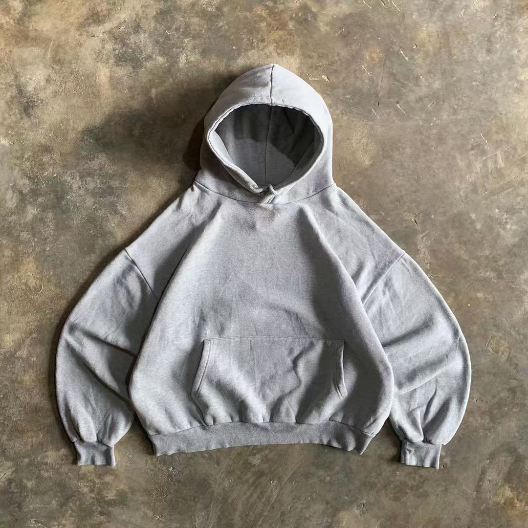Japanese Brand Gray street retro solid color hoodie y2k Size US L / EU 52-54 / 3 - 1 Thumbnail