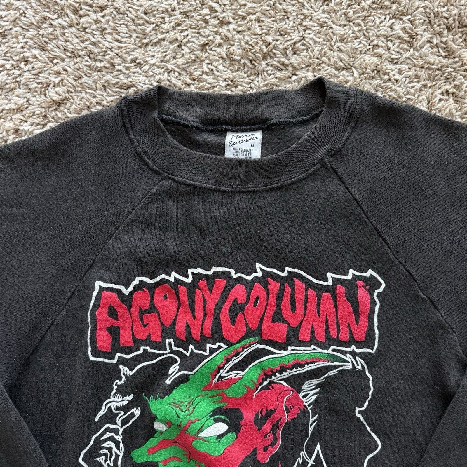 Vintage Vintage Agony Column Band Black Sweatshirt Hells Best Size M Size US M / EU 48-50 / 2 - 4 Thumbnail
