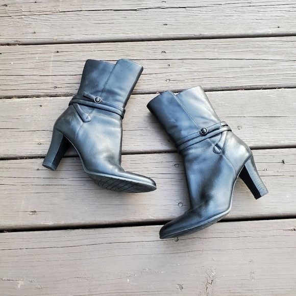 Vintage × Worthington Vintage 90s y2k Bratz Black Leather Chunky Heel Buckle Strap Size US 7.5 / IT 37.5 - 2 Thumbnail