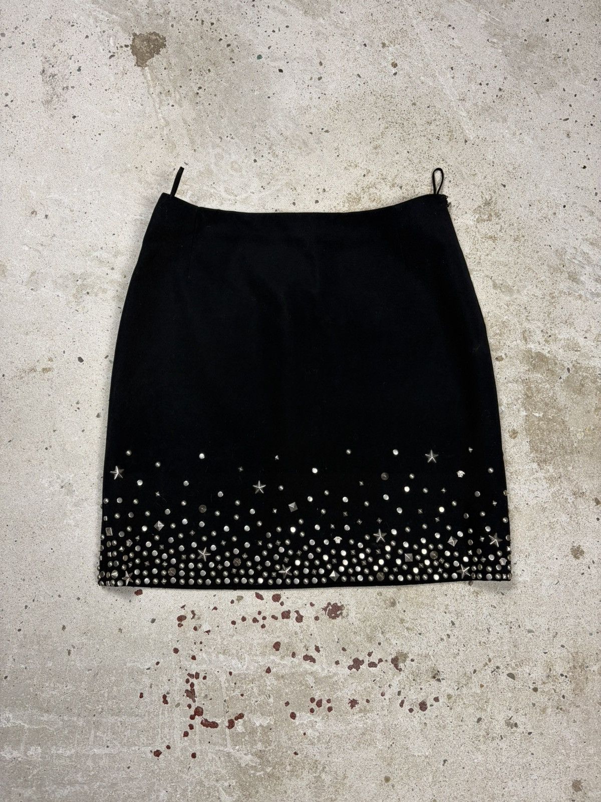 Versace Vintage 1990s Gianni Versace Wool Studs Medusa Logo Skirt Size 27" / US 4 / IT 40 - 1 Thumbnail
