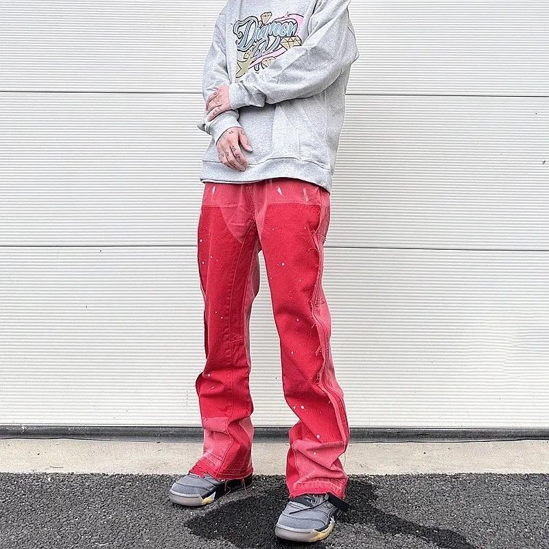 Japanese Brand Spliced Speckled Ink Micro Flare Pant Jeans Size US 33 - 1 Thumbnail