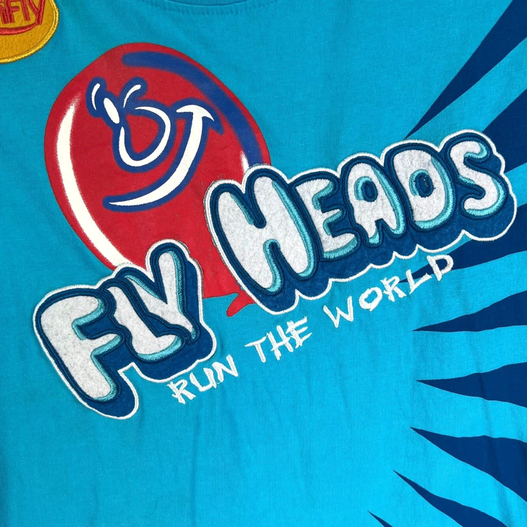 Born Born Fly Stay Fly "Fly Heads" Graphic Print T-Shirt Mens 2XL Blue Short Sleeve Crew Neck Embroidered Lightweight Size US XXL / EU 58 / 5 - 2 Thumbnail