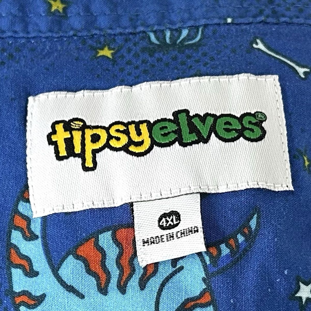 Vintage Tipsy Elves Shirt 4XL Blue USA Flags Dinosaurs 4th of July Hawaiian Short Sleeve Size US XXL / EU 58 / 5 - 3 Thumbnail
