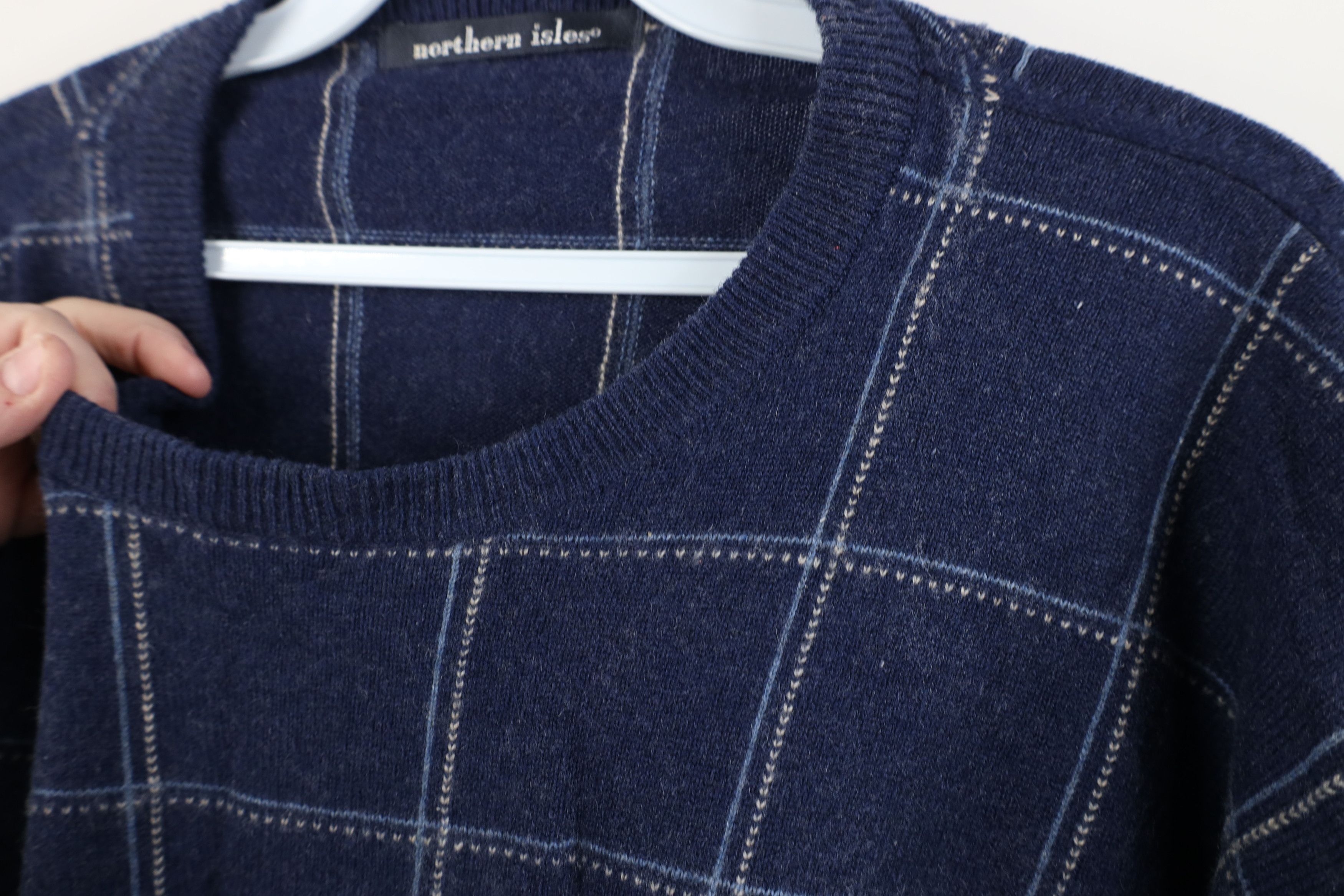 Vintage Vintage 90s Streetwear Knit Crewneck Sweater Blue Plaid Size US XXL / EU 58 / 5 - 6 Thumbnail