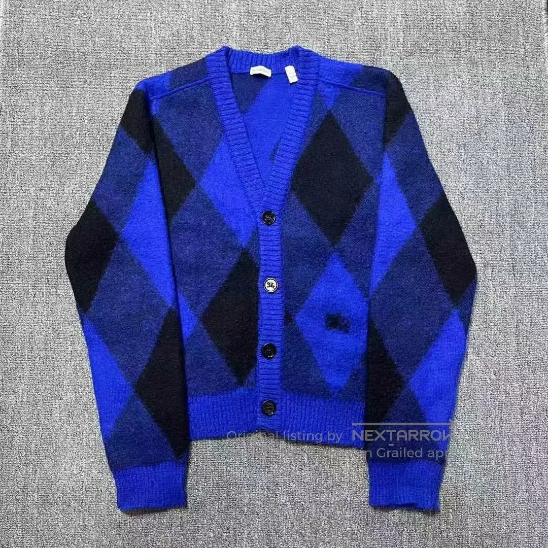 Burberry burberry blue black argyle wool cardigan. Size US XL / EU 56 / 4 - 1 Thumbnail