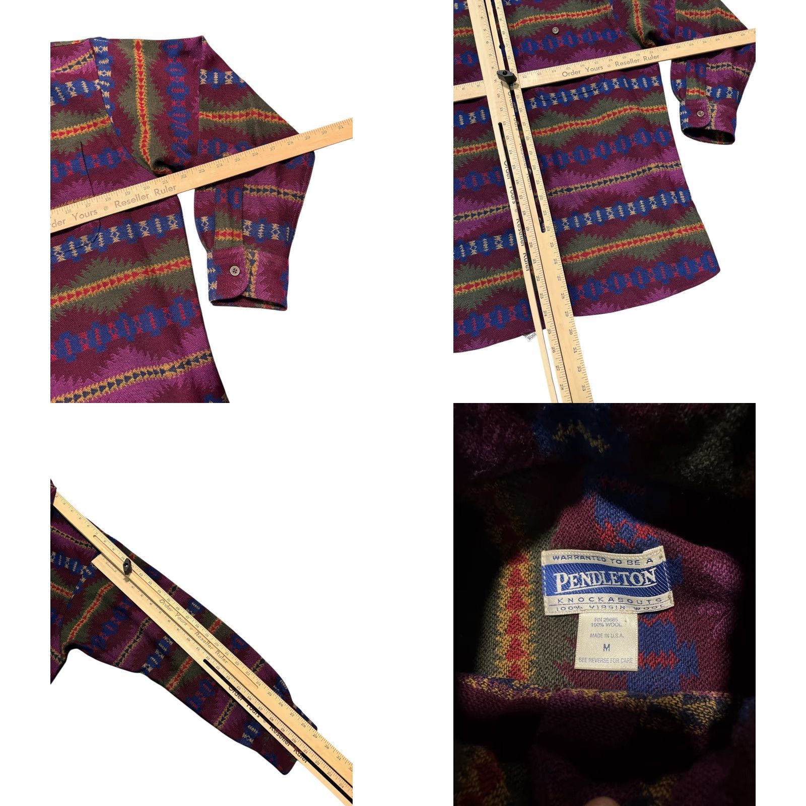 Pendleton VINTAGE Pendleton Shirt Geometric Aztec Tribal Wool Flannel M USA Read/Repair Size M / US 6-8 / IT 42-44 - 10 Thumbnail