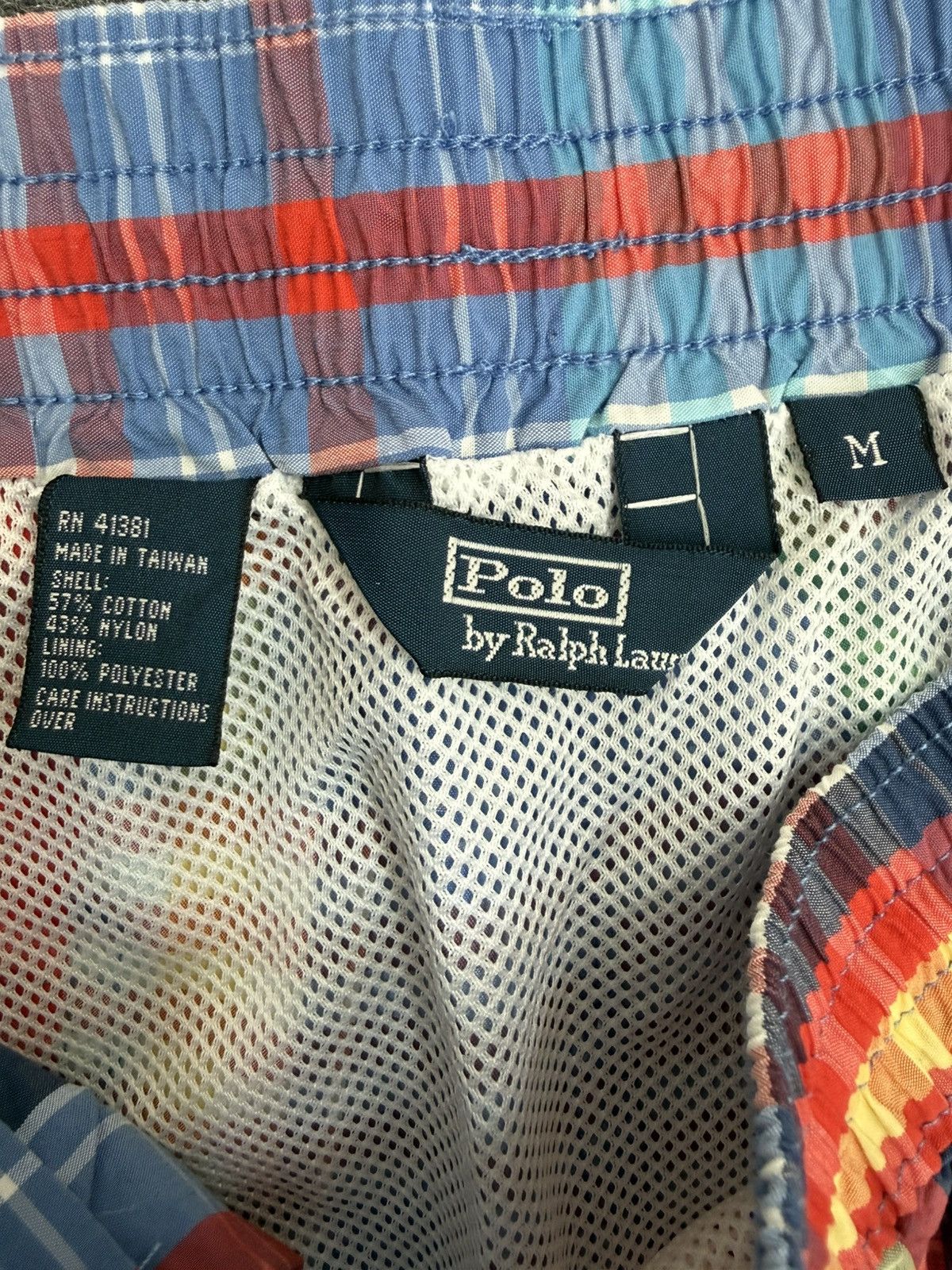 Polo Ralph Lauren Vintage Polo Ralph Lauren Plaid Swim Trunks Blue M Size US 33 - 8 Thumbnail