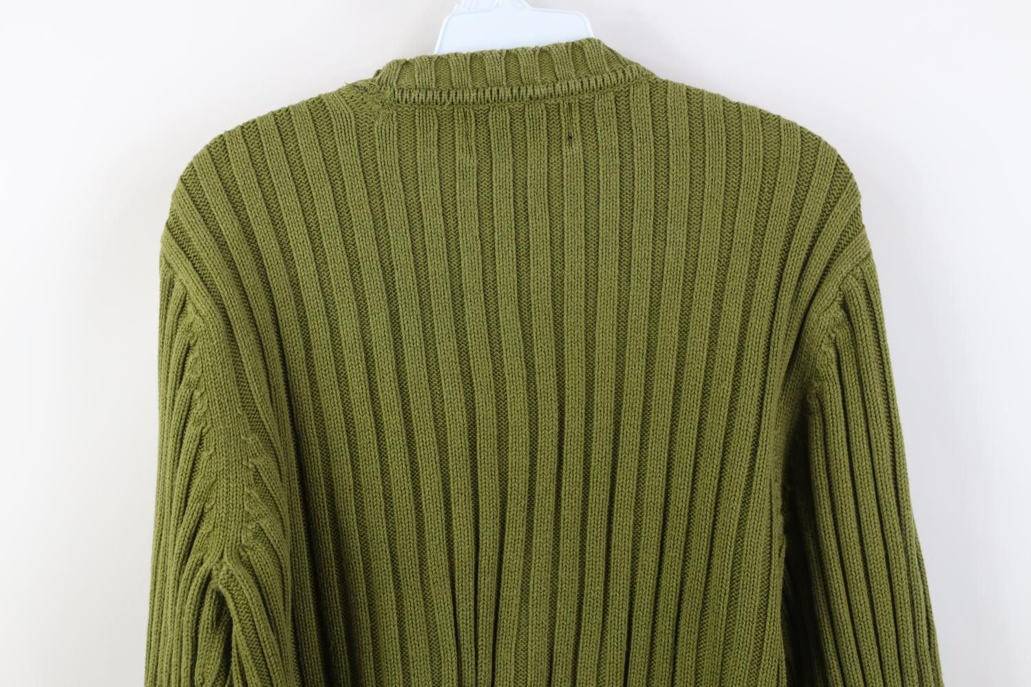 Express Vintage Y2K Express Chunky Ribbed Knit Sweater Green Cotton Size M / US 6-8 / IT 42-44 - 9 Thumbnail