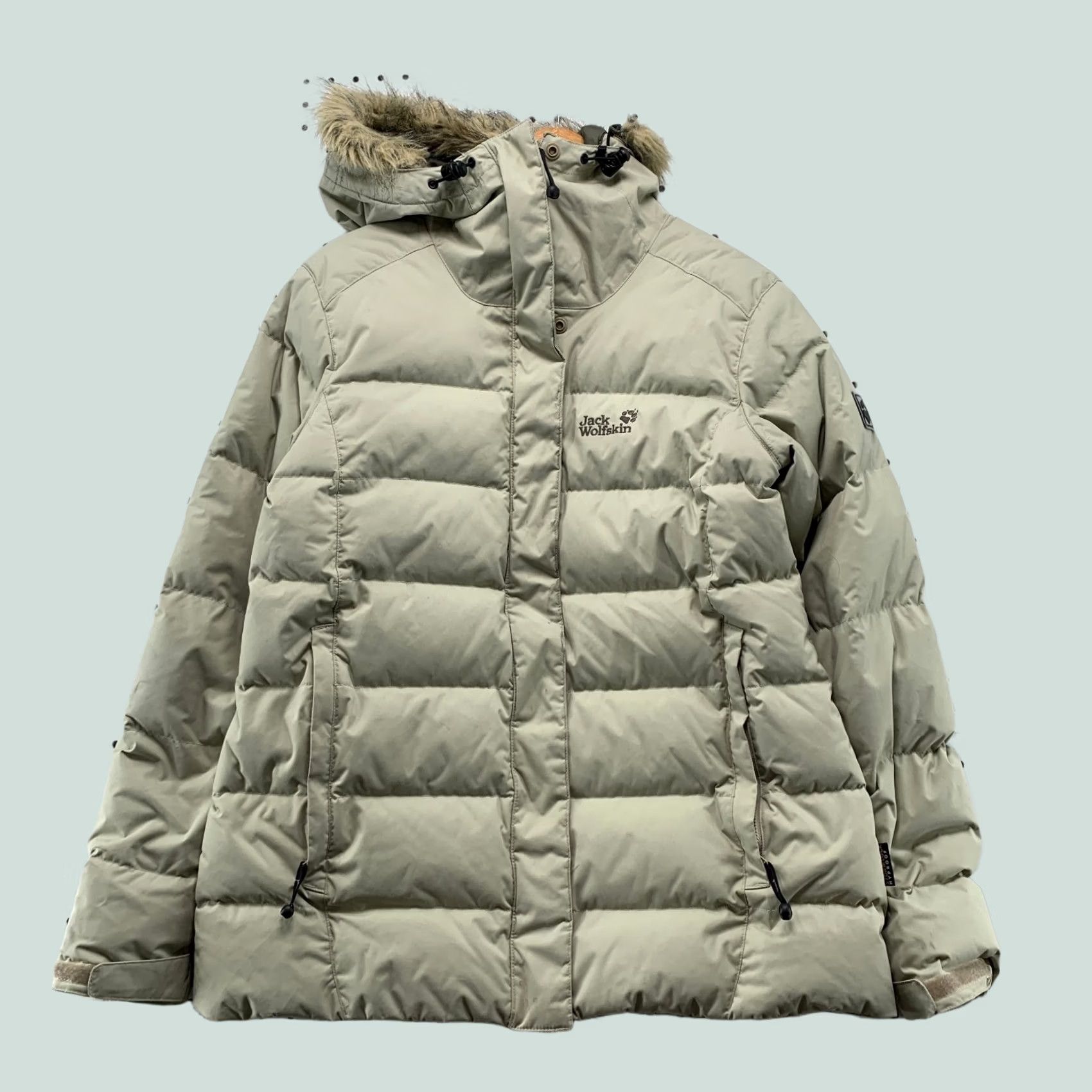 Jack Wolfskin Jack Wolfskin Down Puffer Jacket Womens Large Beige Hooded Fur Trim - Parka, Casual, Winter, Spring, Regular Fit, Zip Hooded, Quilted, XS-XL? Size L / US 10 / IT 46 - 1 Thumbnail