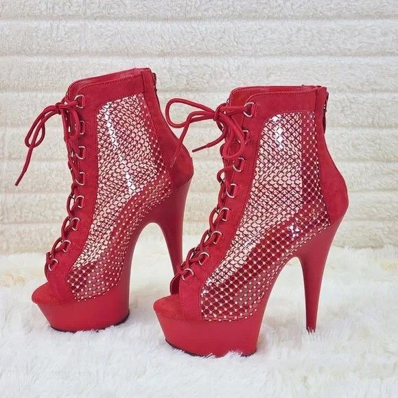 Other PLEASER Delight 33 6" High Heel Rhinestone Mesh Platform S Size US 10 / IT 40 - 9 Thumbnail