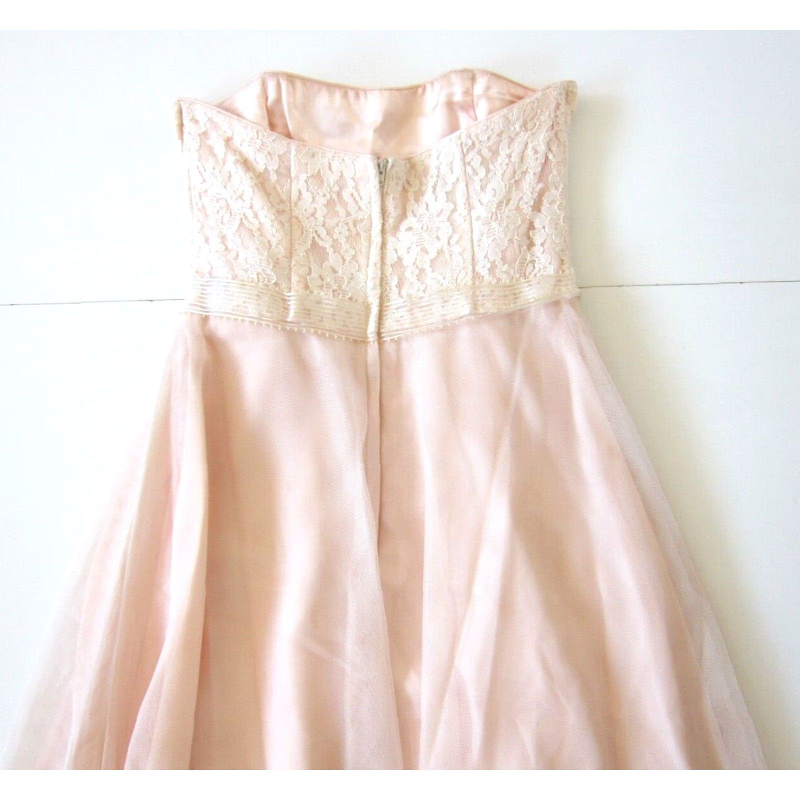 Vintage VINTAGE Scott McClintock Pink Lace Floral Strapless Long Formal Cocktail Party Dress 10 Size L / US 10 / IT 46 - 6 Thumbnail