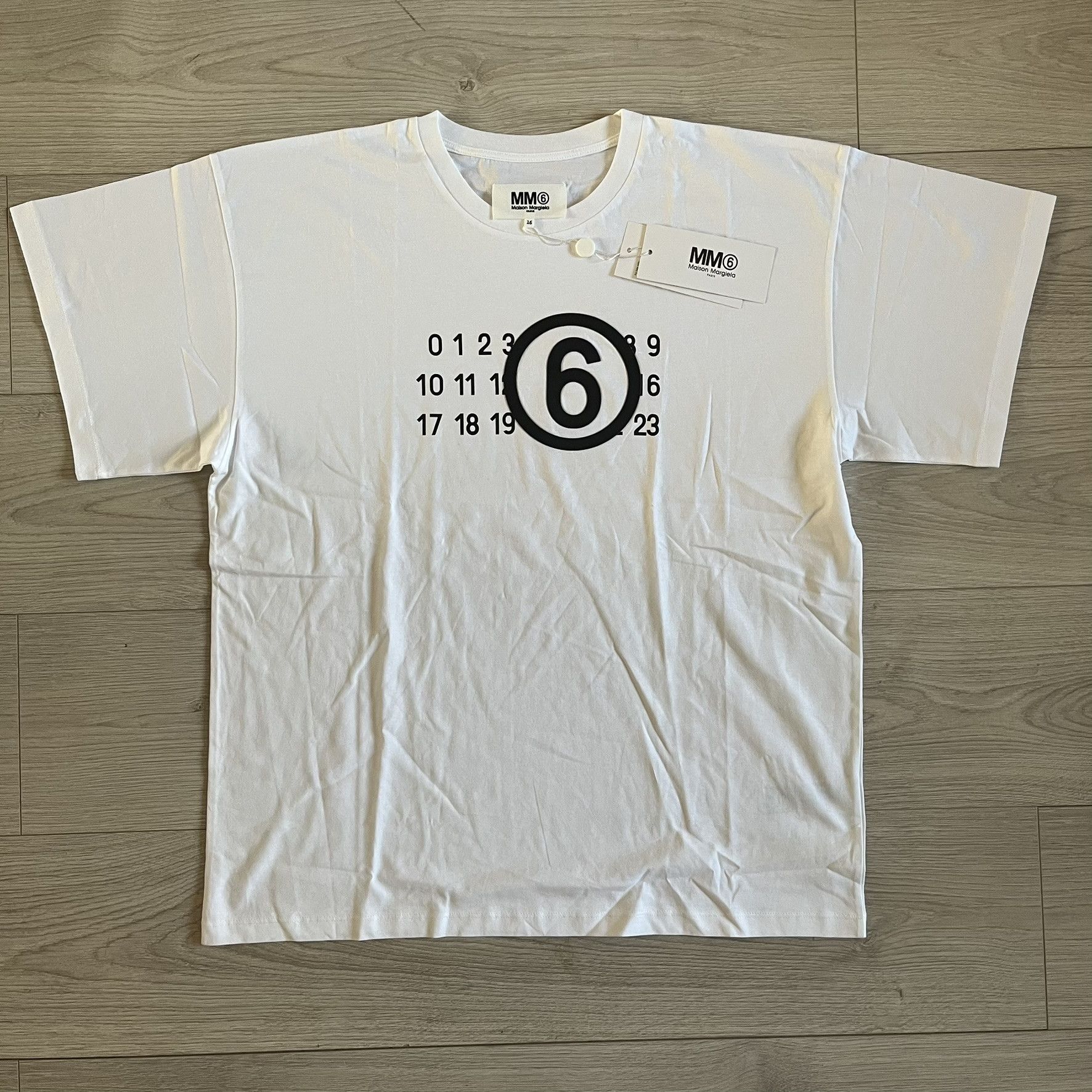 Pre-owned Maison Margiela Mm6  6 Logo Tee In White