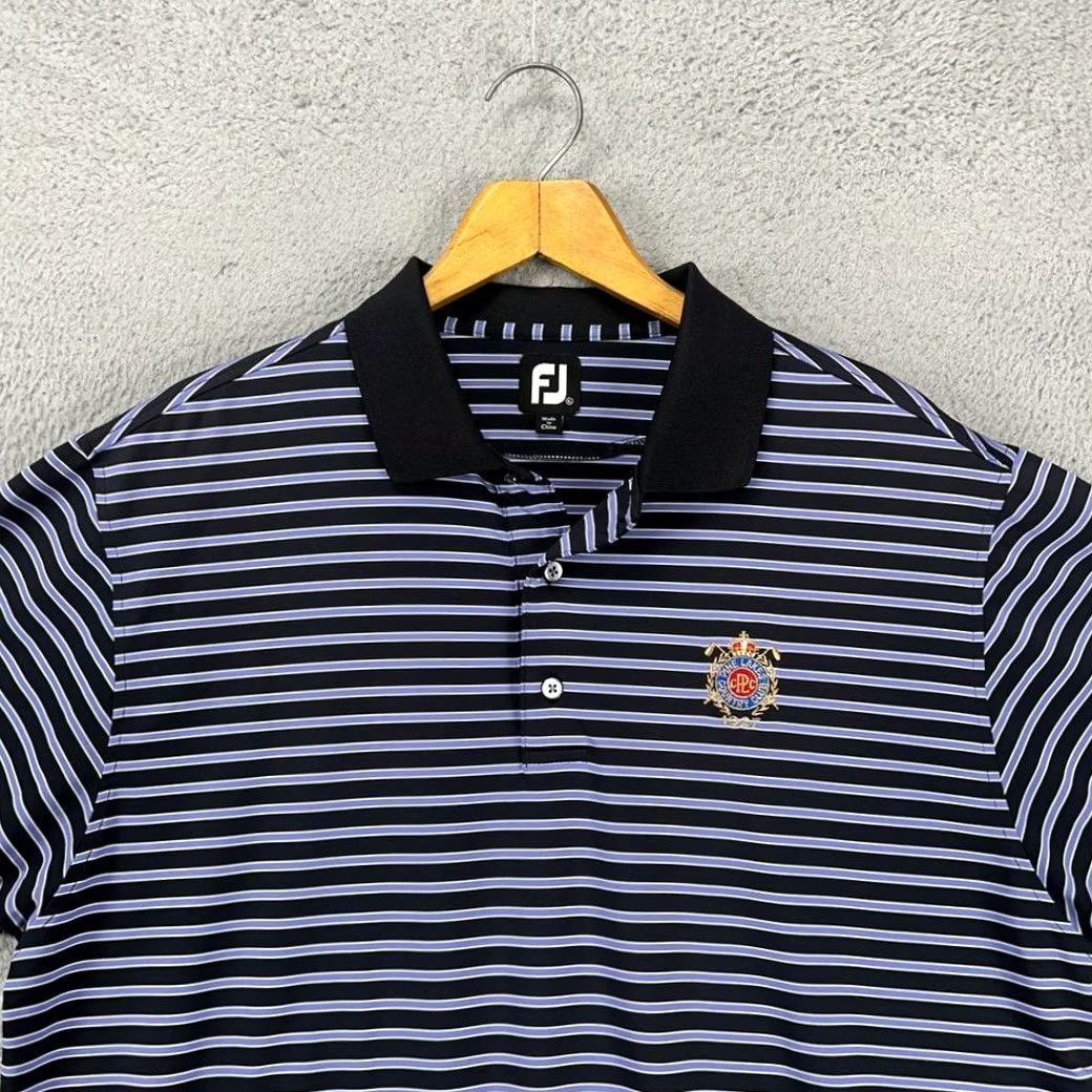 Footjoy FootJoy FJ Polo Shirt Mens XL Black Purple Striped Athletic Rugby Golf Shirt Size US XL / EU 56 / 4 - 2 Thumbnail