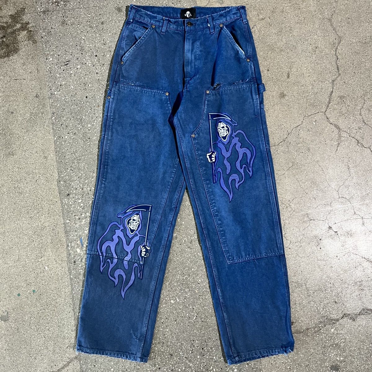 Warren Lotas RARE DISTRESSED DOUBLE KNEE REAPER PANTS (34) | Grailed