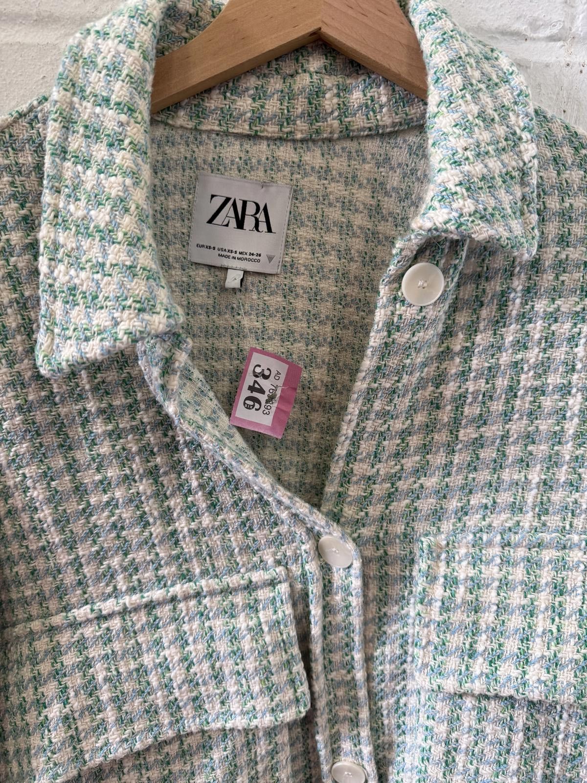 Zara ZARA Green Houndstooth Overshirt Jacket Size 34R - 3 Thumbnail