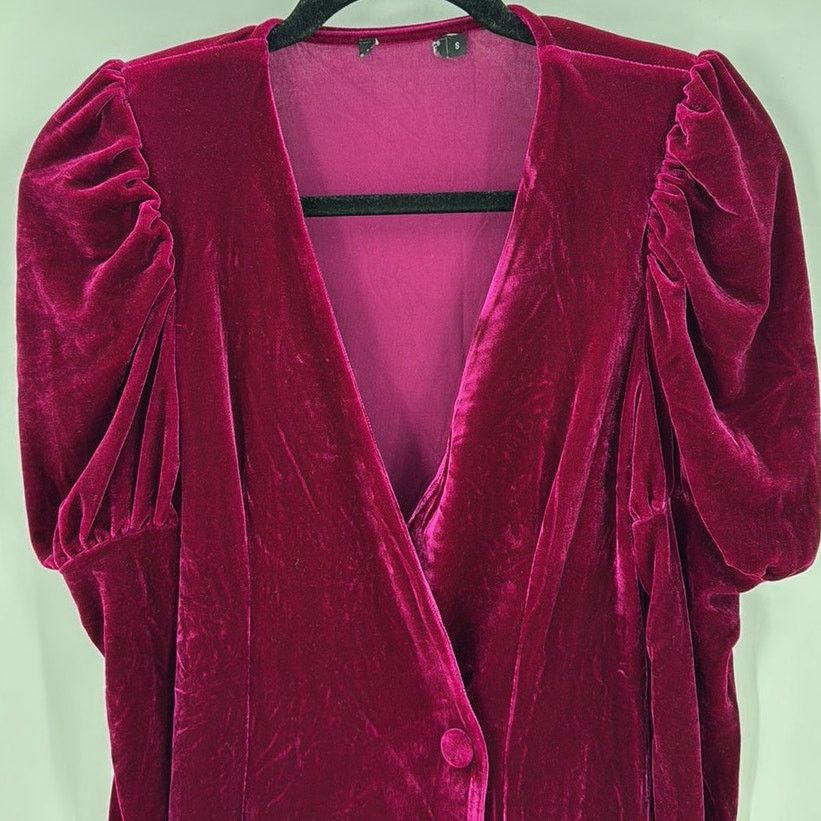 Boohoo Boohoo Deep Pink velvet button bodycon sz S western holiday Size S / US 4 / IT 40 - 4 Thumbnail