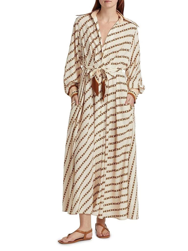 Zimmermann oc11z0226 Tuck Midi-Shirt Dress In Cream/Brown Size XS / US 0-2 / IT 36-38 - 2 Thumbnail