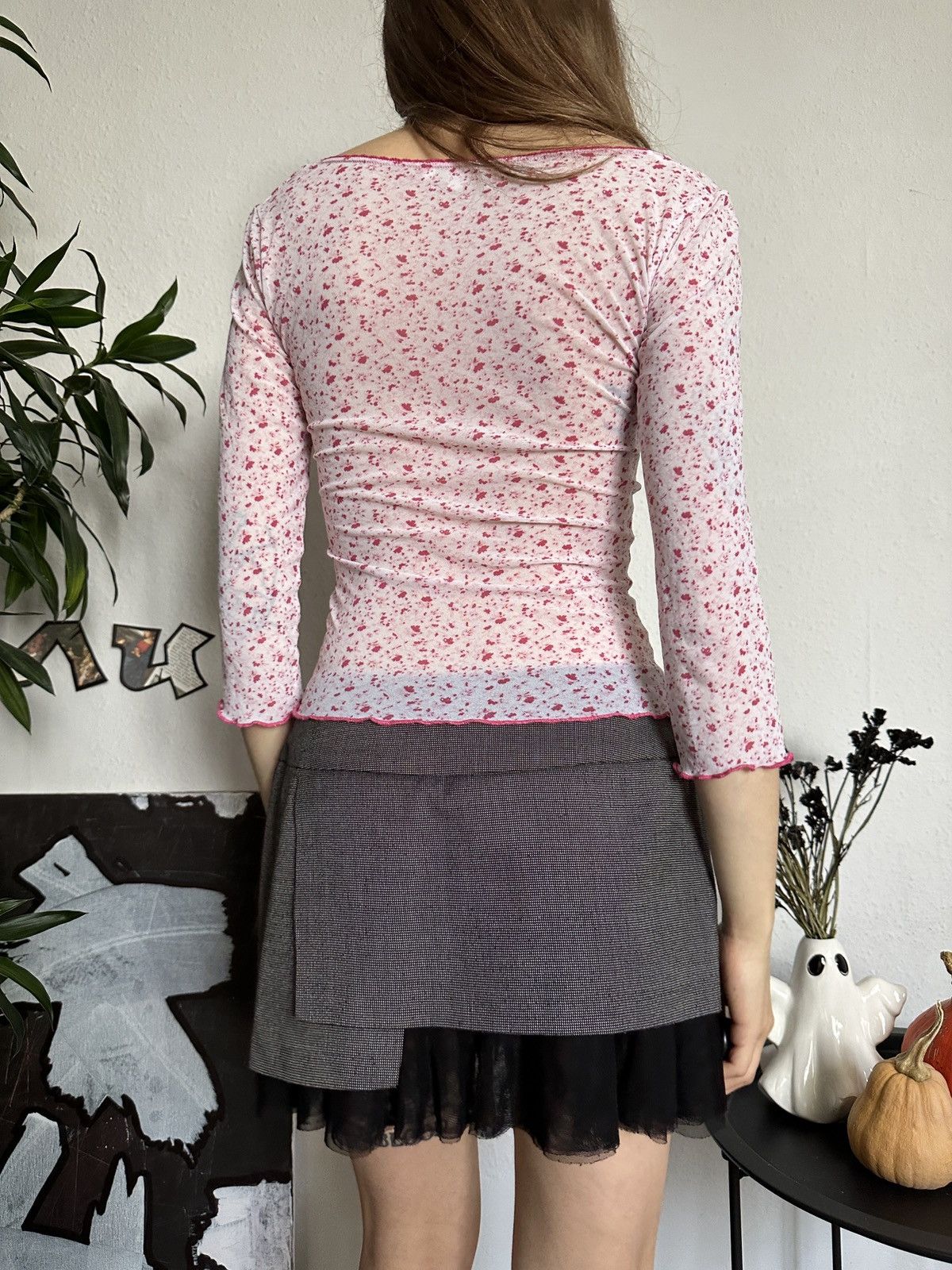Japanese Brand × Vintage Baby Doll Cute Coquette Mesh Blouse Floral Top 3/4 Sleeve Size XS / US 0-2 / IT 36-38 - 5 Thumbnail