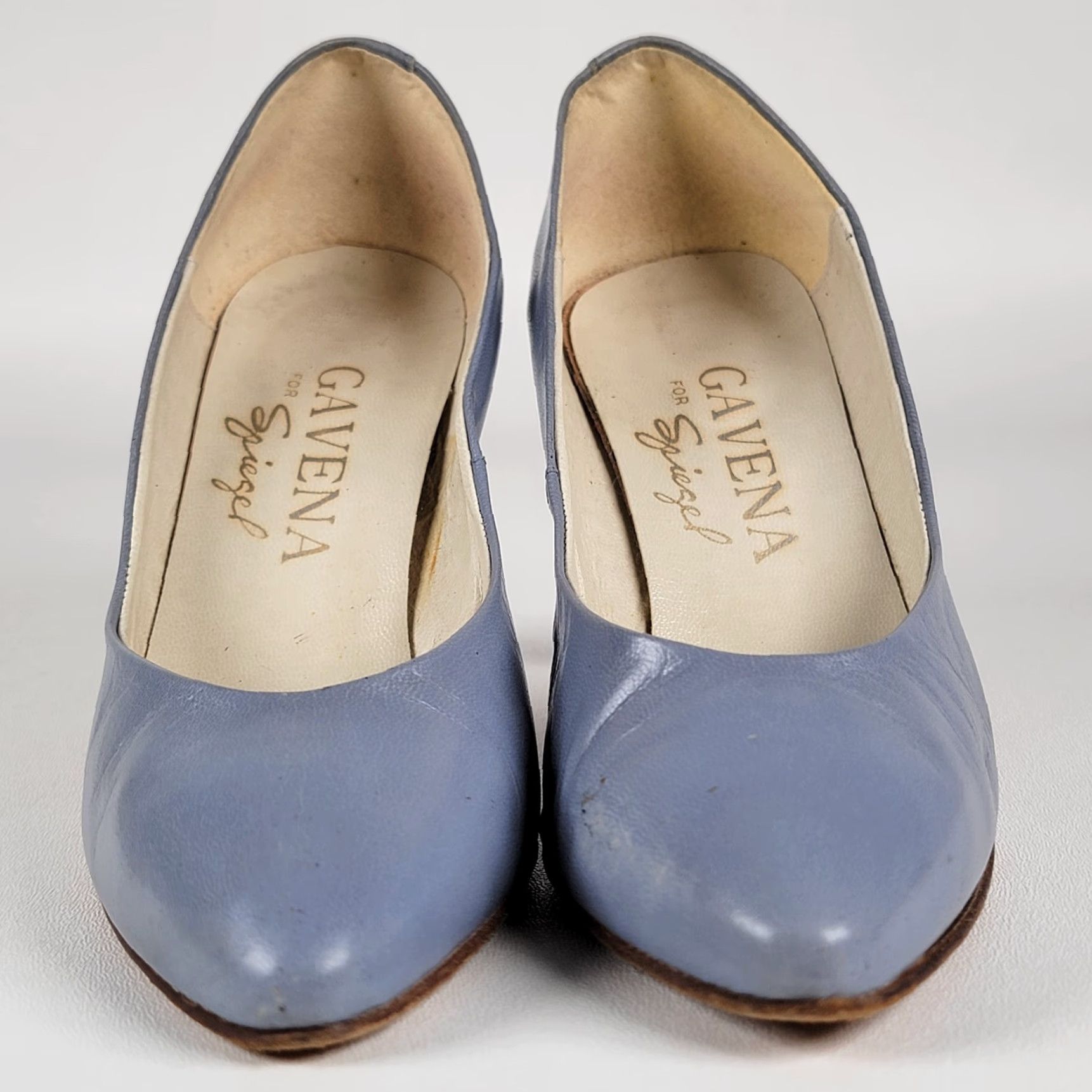 Vintage VINTAGE Gaven Spiegel Blue Leather Stiletto Dress Shoes Women's Size 6.5 M Pump Leather Blue 60s Womens Shoes Size M / US 6-8 / IT 42-44 - 3 Thumbnail