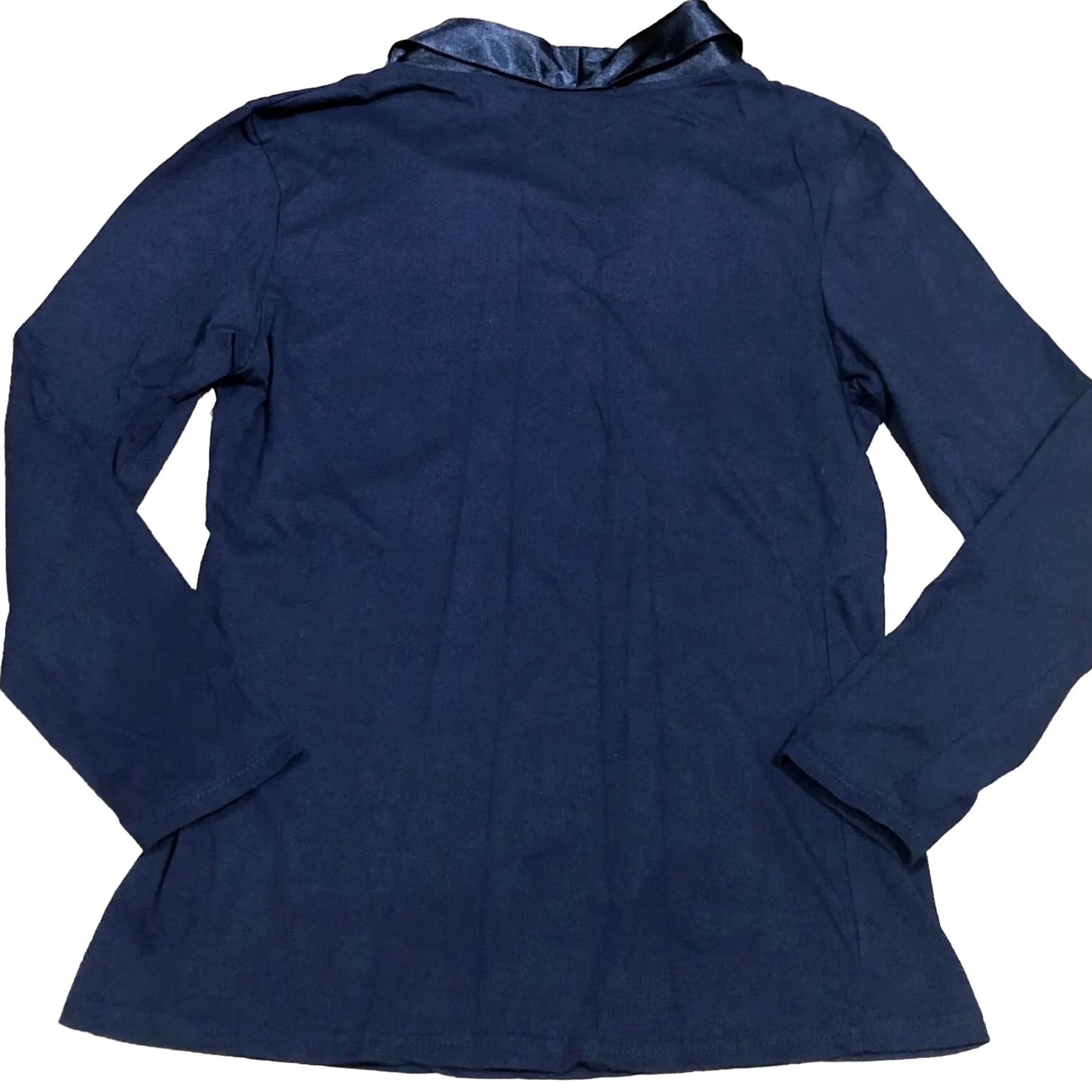 Vintage VINTAGE Temperley London Top Navy Satin Trim Women’s Small Satin Trim Top Blue - 1st London 100% Cotton Long Sleeve Pullover Casual Womens Size S / US 4 / IT 40 - 2 Thumbnail