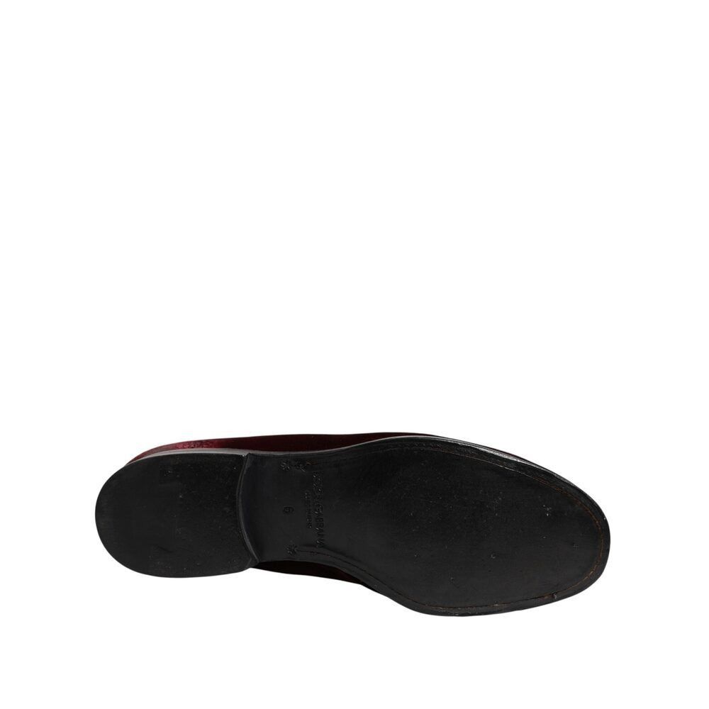 Dolce & Gabbana Dolce & Gabbana Red Velvet Men Slip On Loafers Dress Shoes Size US 7 / EU 40 - 7 Thumbnail