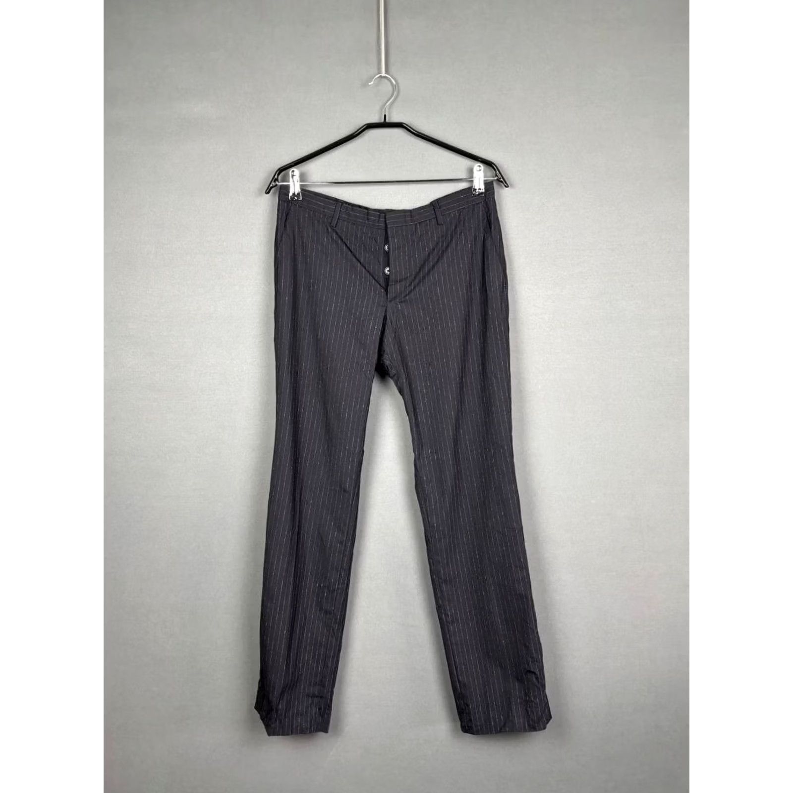 Romeo Gigli Romeo Gigli Pants Womens Size 36 Black Striped Bemberg Cupro Casual Straight Leg Size 34" / US 12 / IT 48 - 2 Thumbnail
