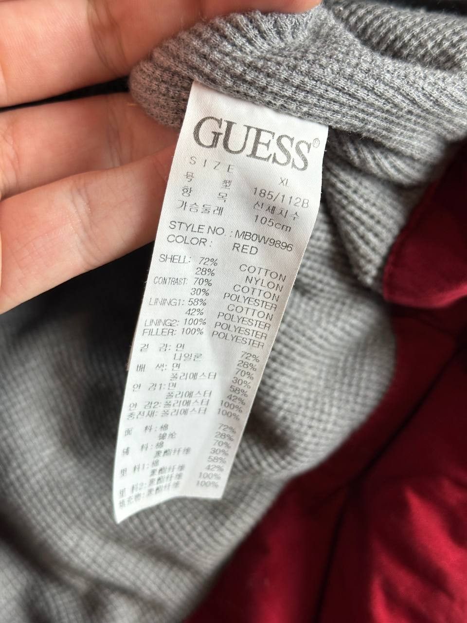 Guess × Vintage Vintage GUESS Red Hooded Puff Down Jacket Size XL Size US XL / EU 56 / 4 - 8 Thumbnail