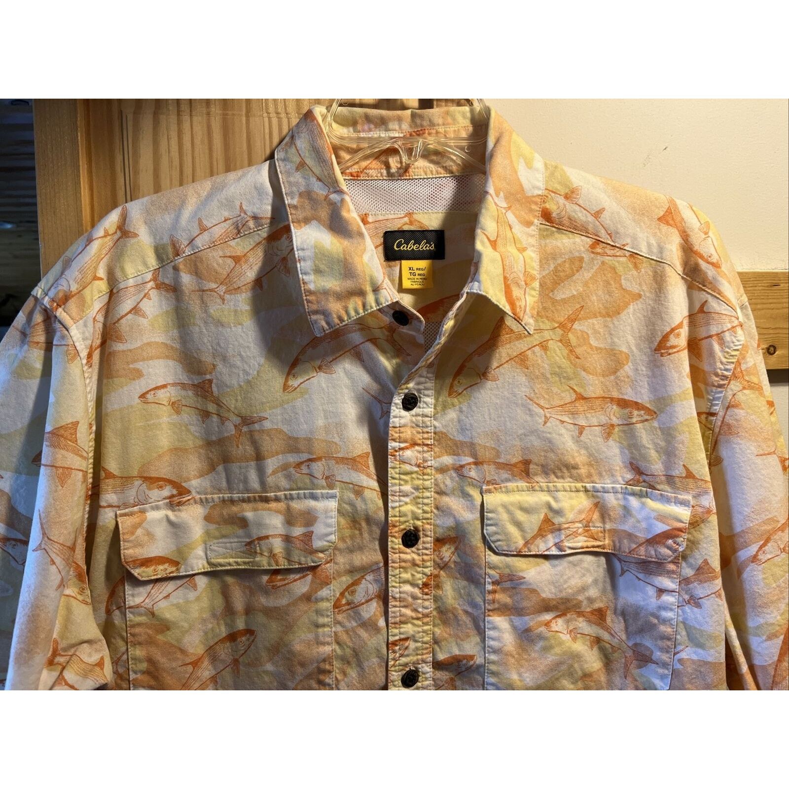 Cabelas Cabelas Shirt Men XL Button Up Orange SS Fish All Over Print Size US XL / EU 56 / 4 - 4 Thumbnail
