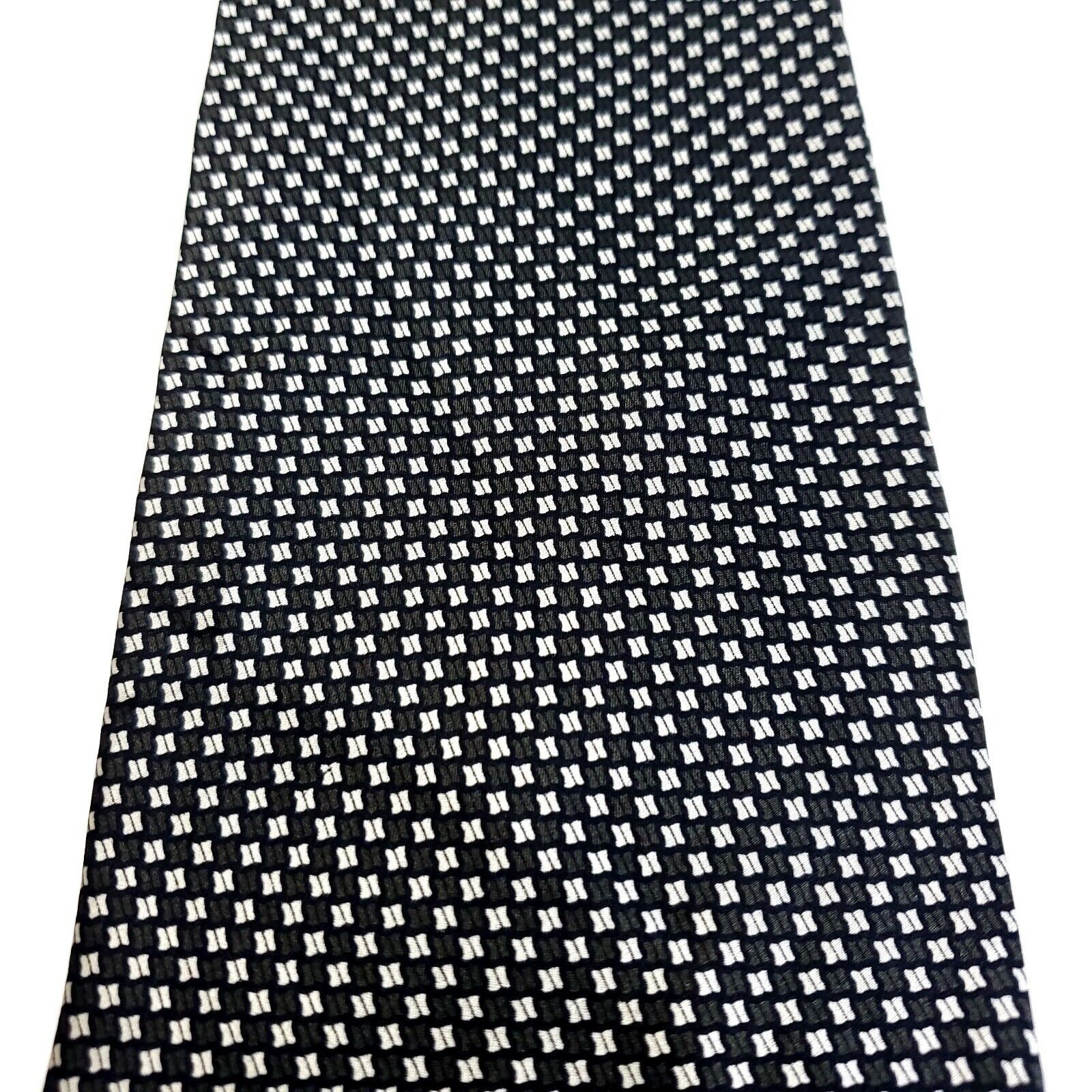 Designer Valerio Garati Green White Print Geometric Wide Silk Tie Size ONE SIZE - 2 Thumbnail