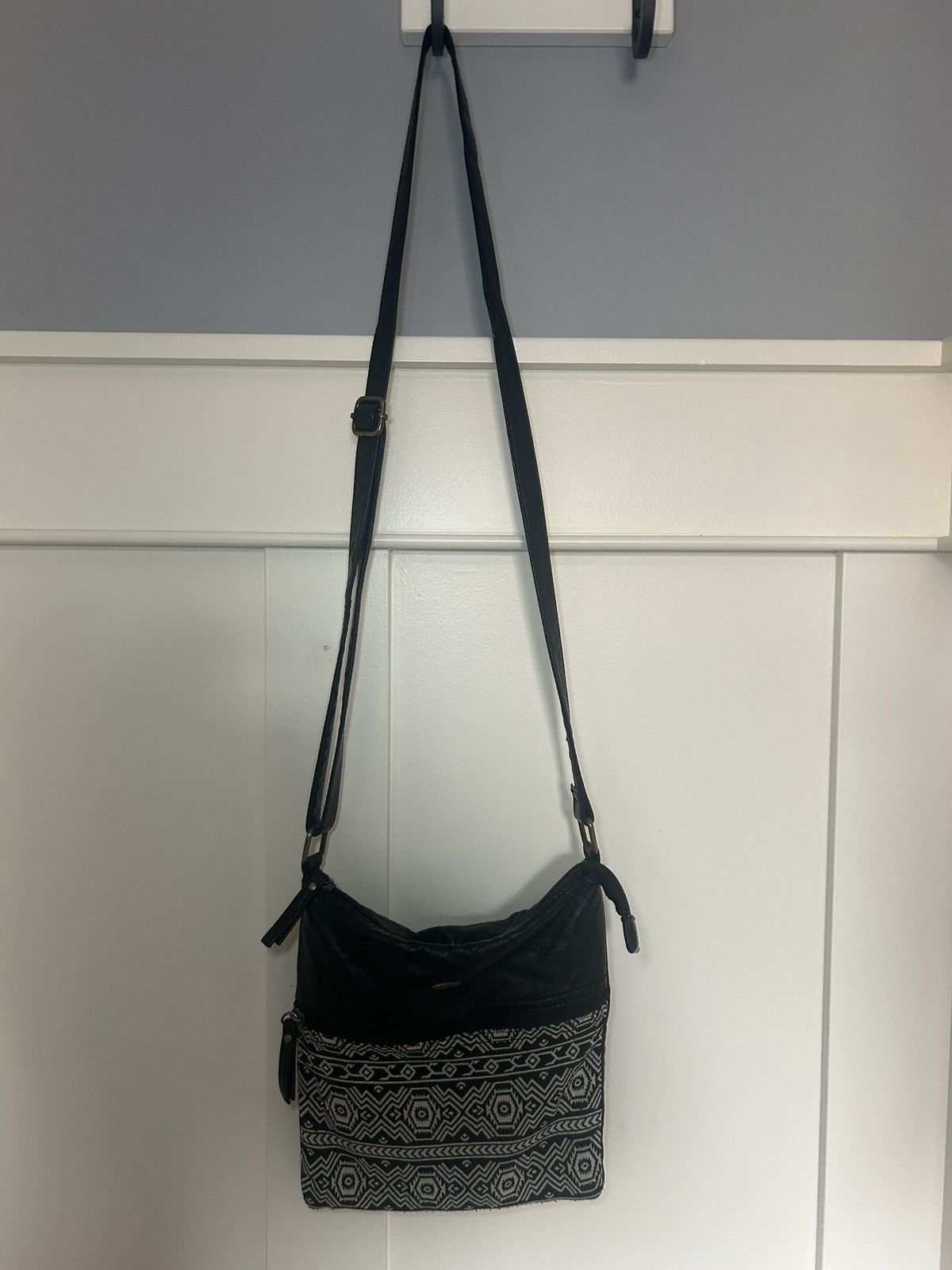 Vintage Vintage Cargo 90s leather/knit fabric crossbody shoulder bag Size ONE SIZE - 3 Thumbnail